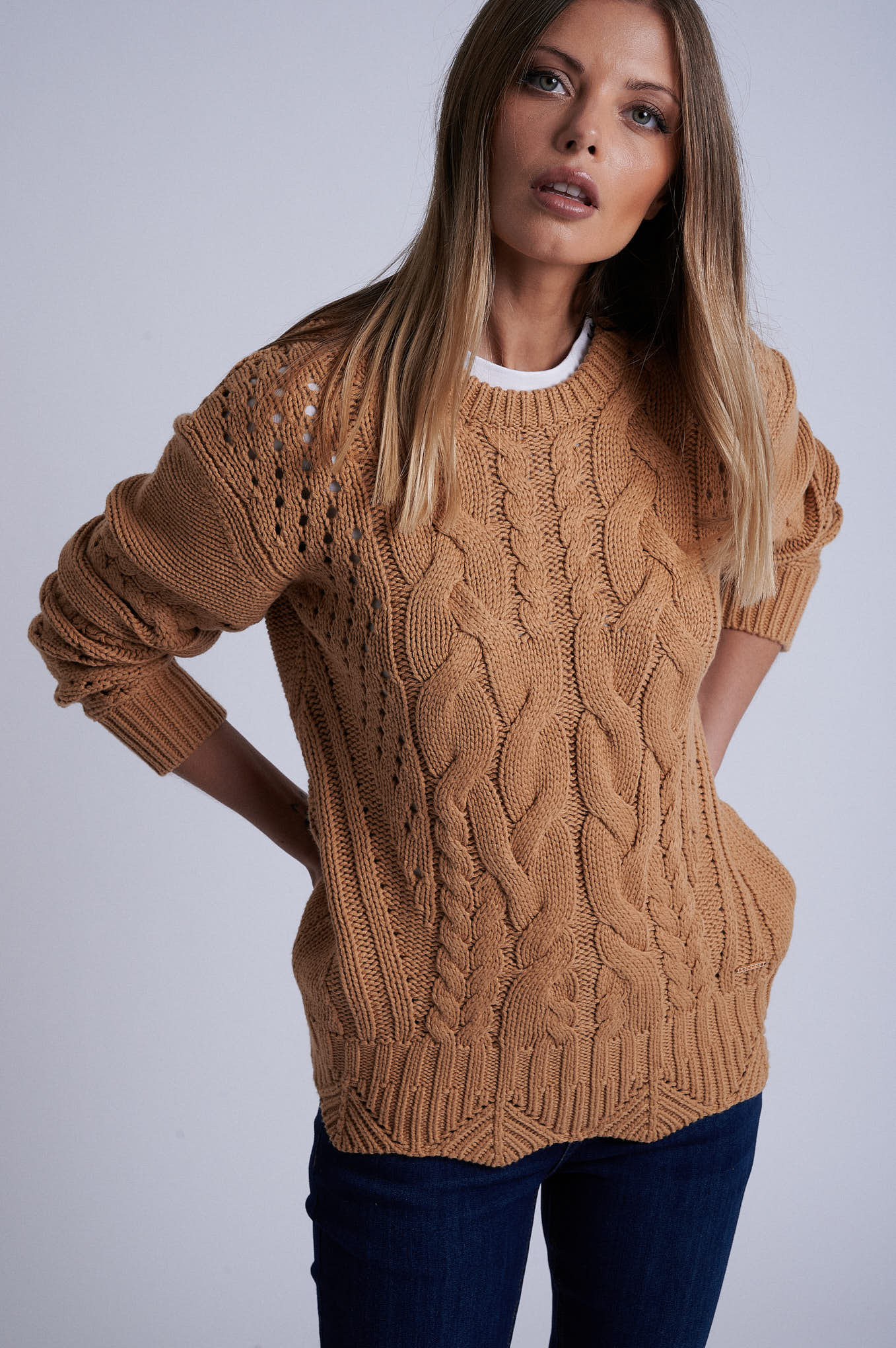 100% cotton cables sweater