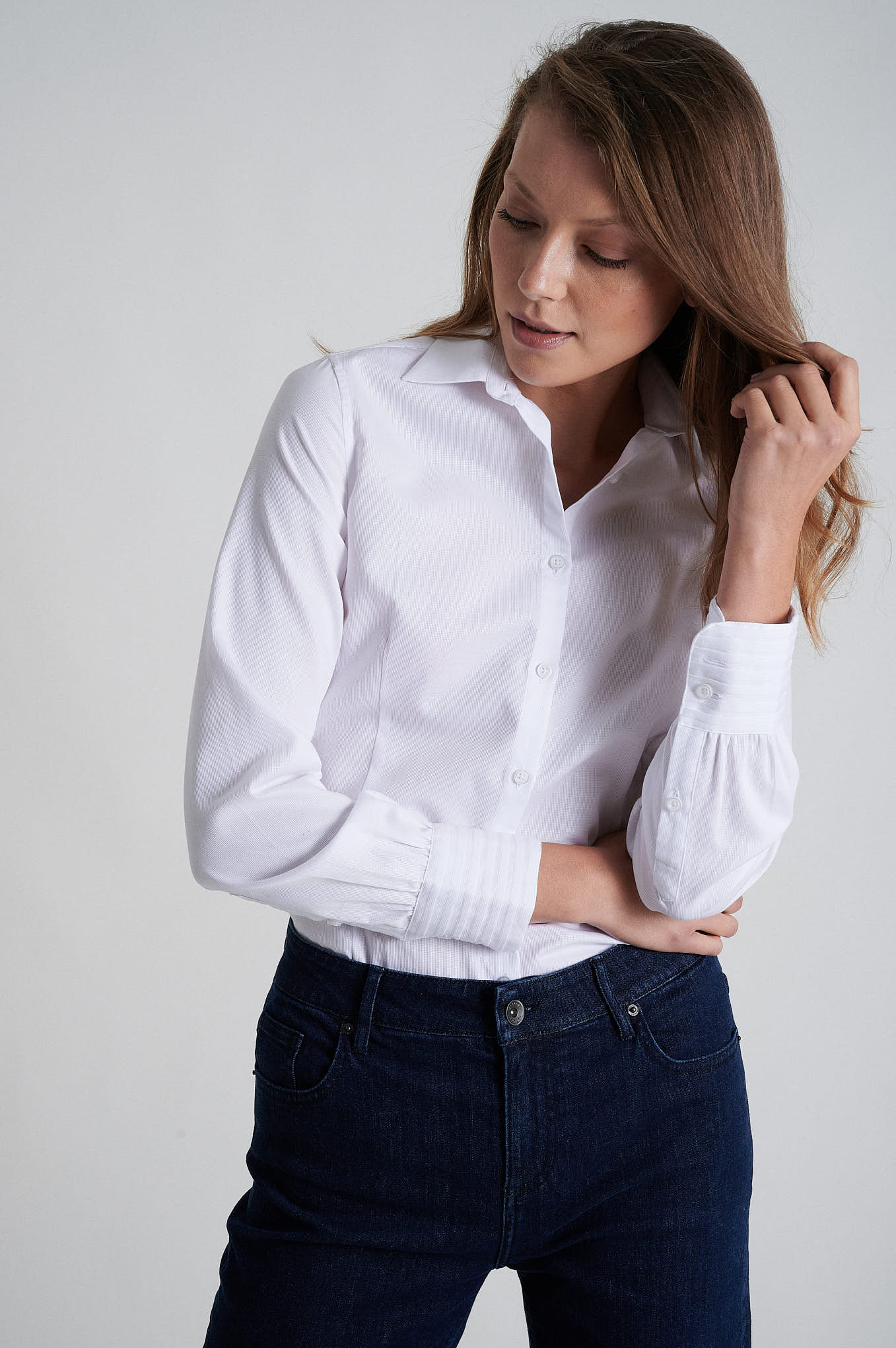 100% cotton shirt with pintucks cuffs - Image 2