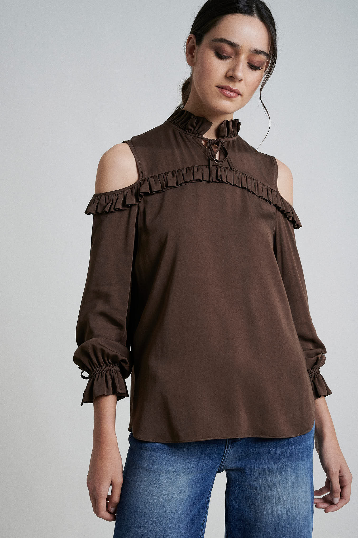 100% Ecological viscose cold shoulder blouse - Image 3