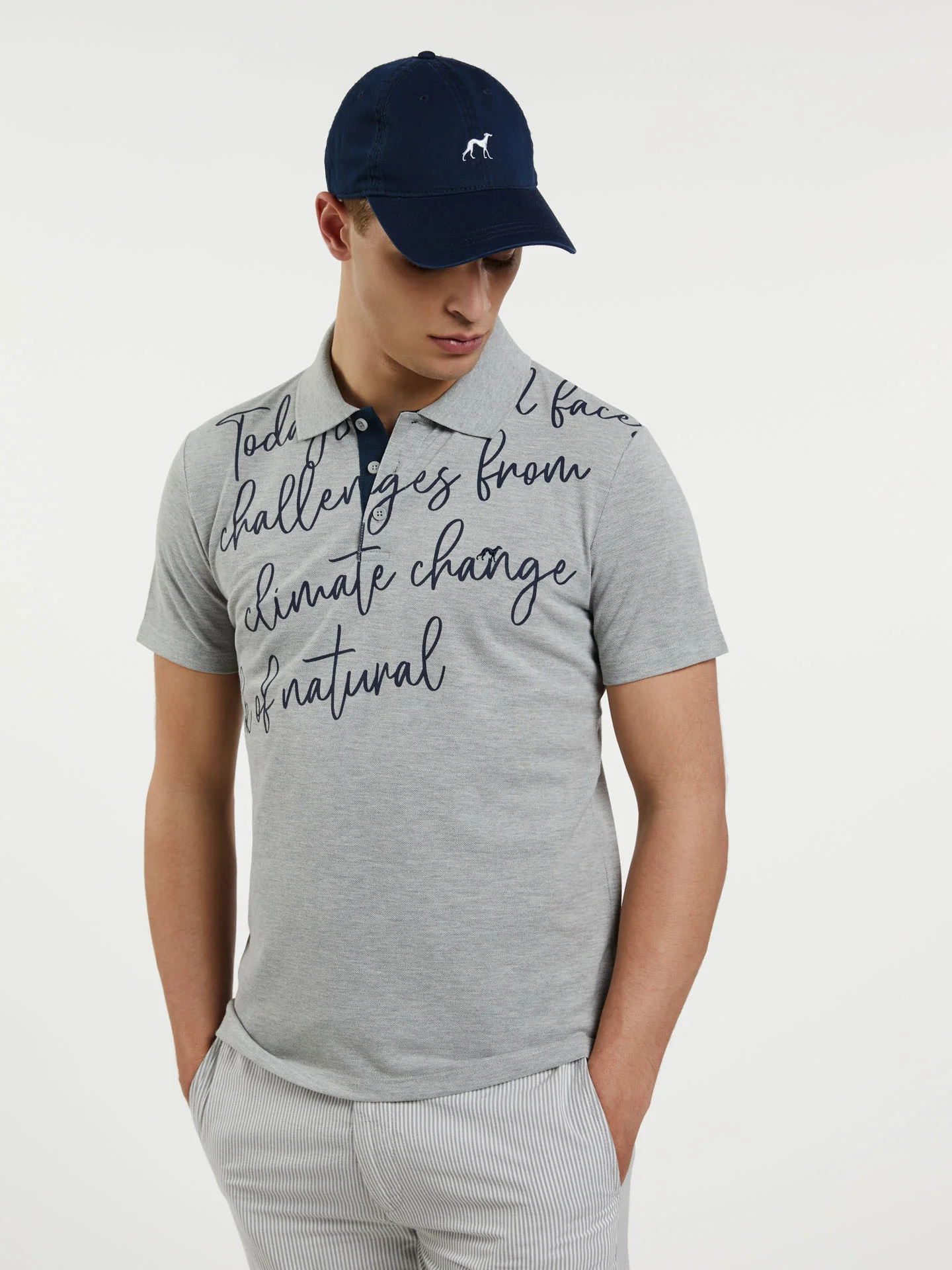 89 Recylced Edition' Polo Piqué Shirt With Print - Image 5