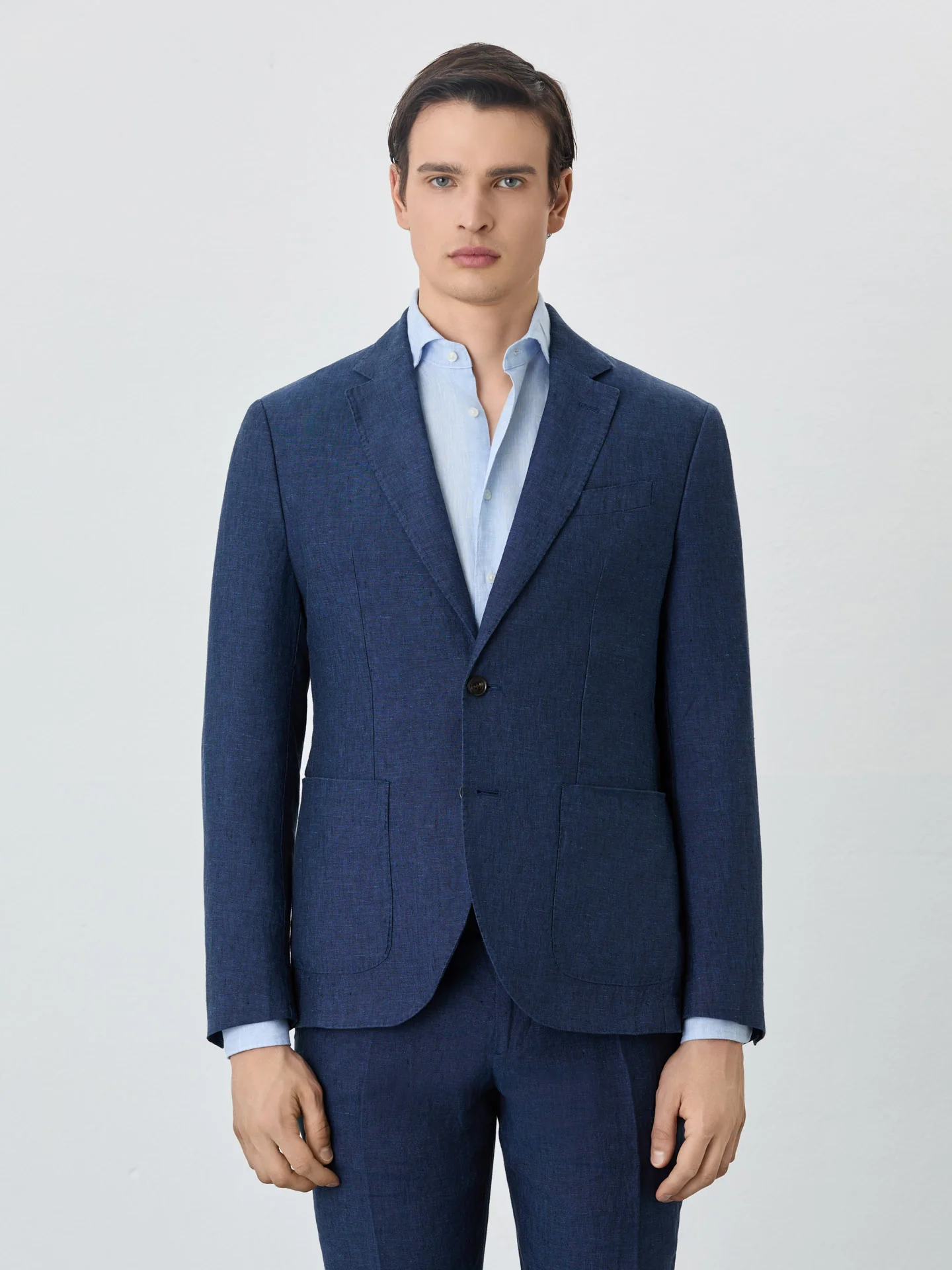 Blazer With Patch Pockets In Linen - Image 2