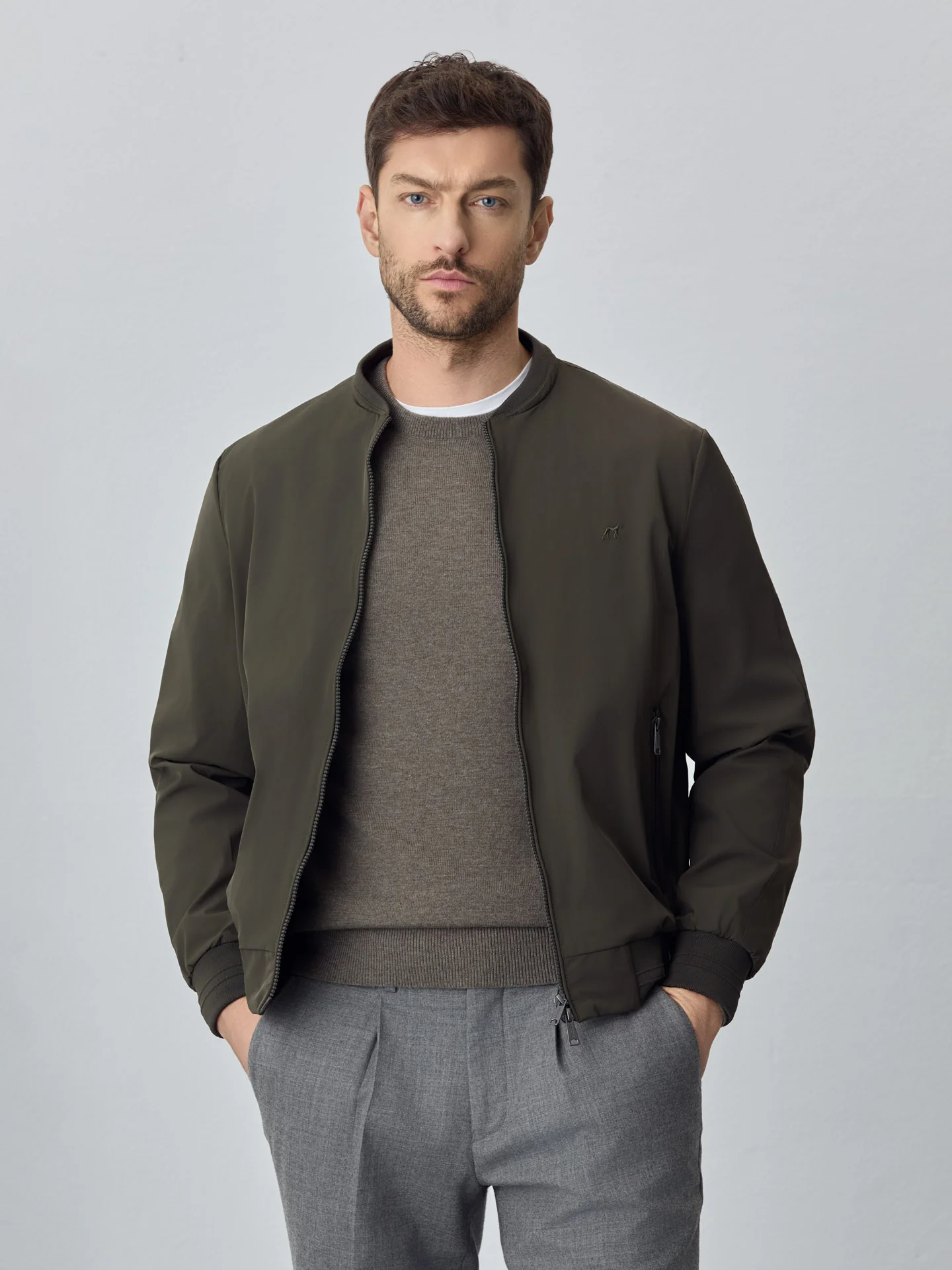 Bomber Jacket With Double Collar and Zip Pockets - Image 5