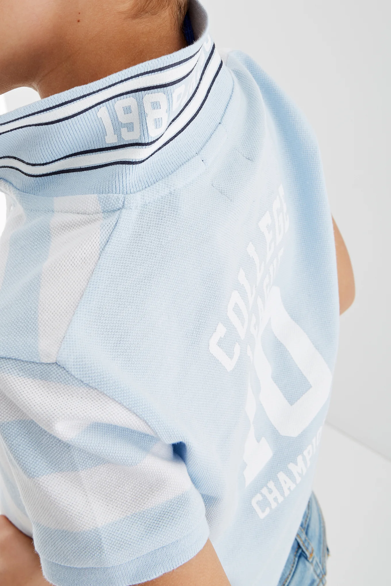 Boys' Striped College League Piquet Polo - Image 9