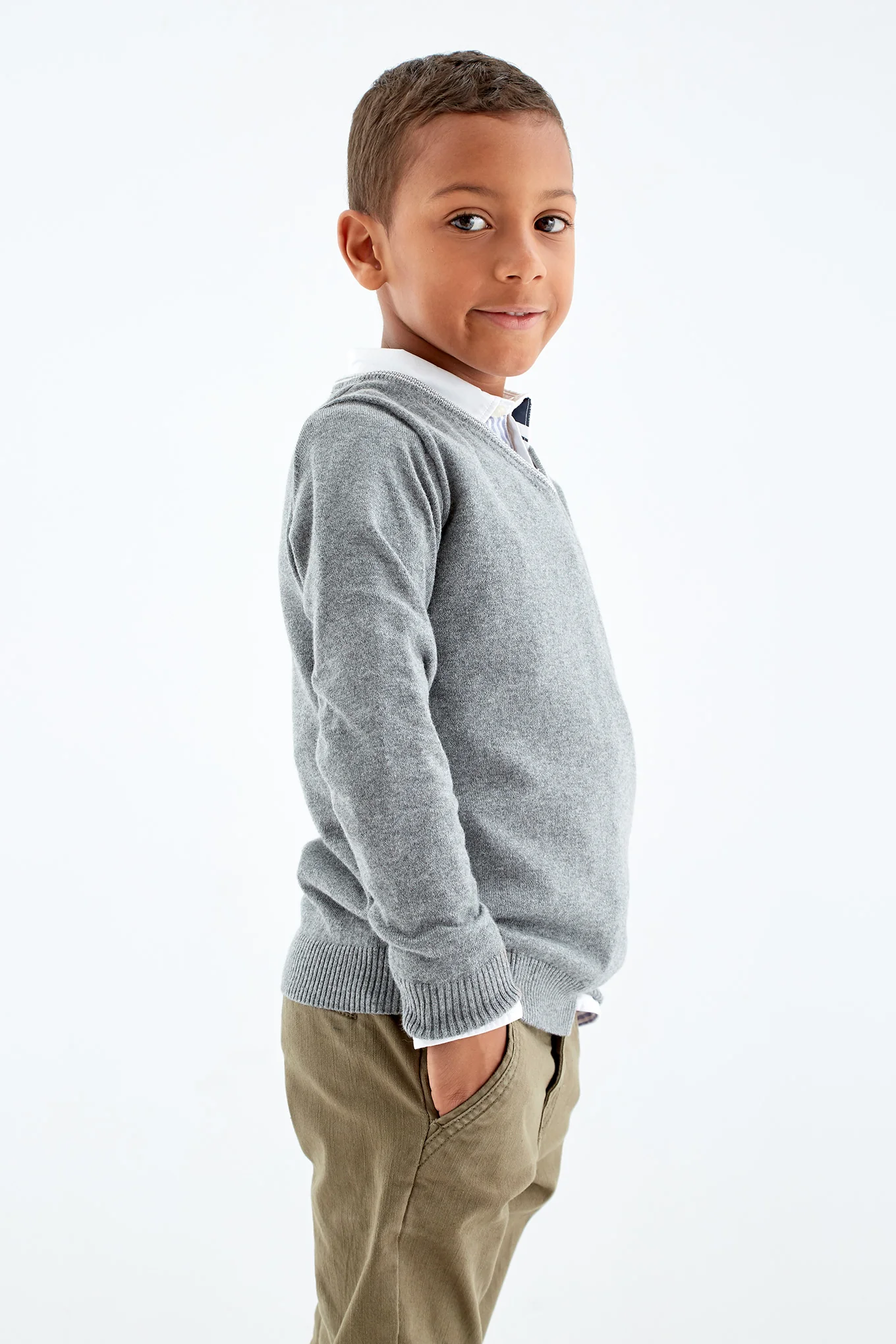Boys' V-Neck Knit Sweater - Image 7