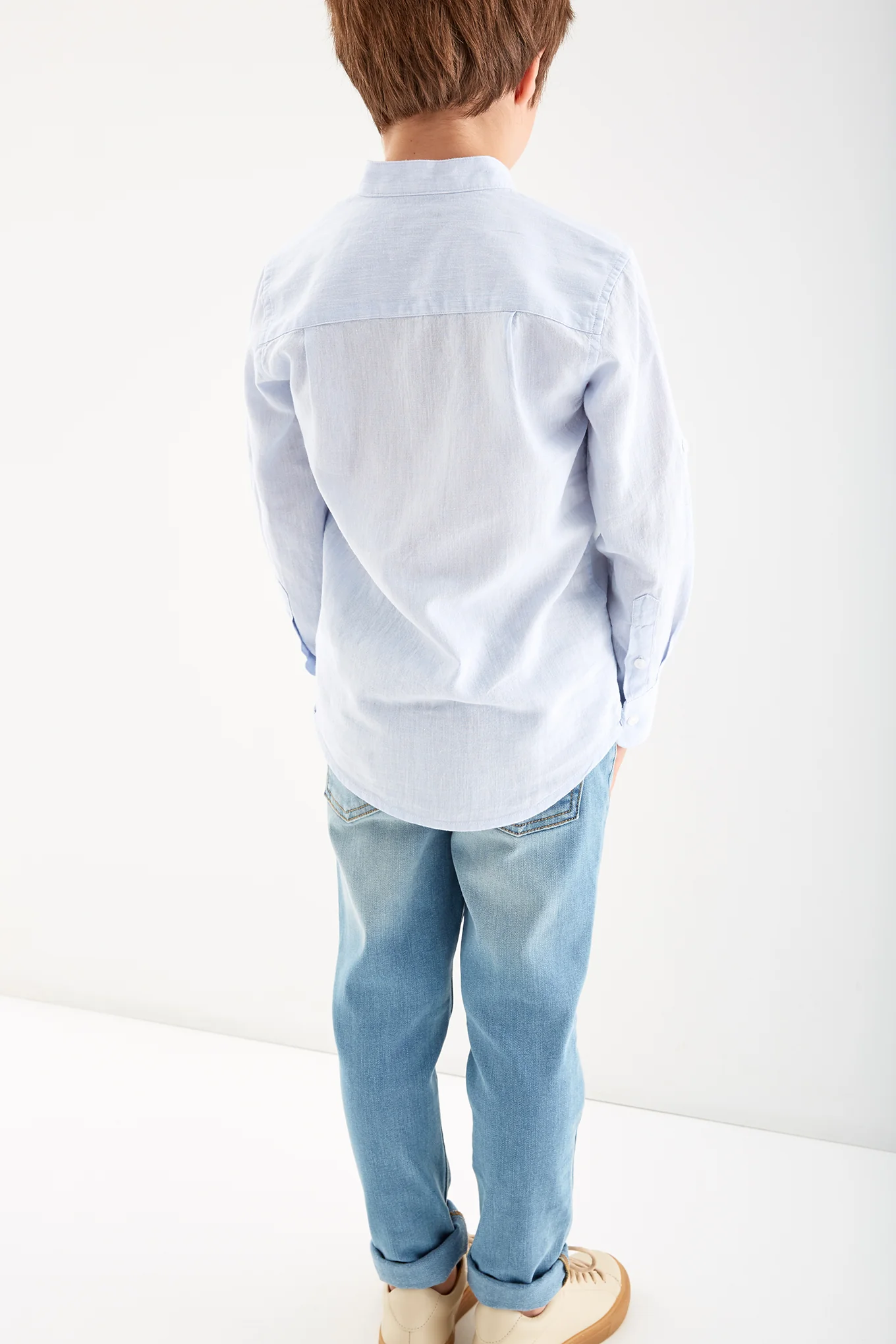 Boys'Mandarin Collar Linen Shirt - Image 2