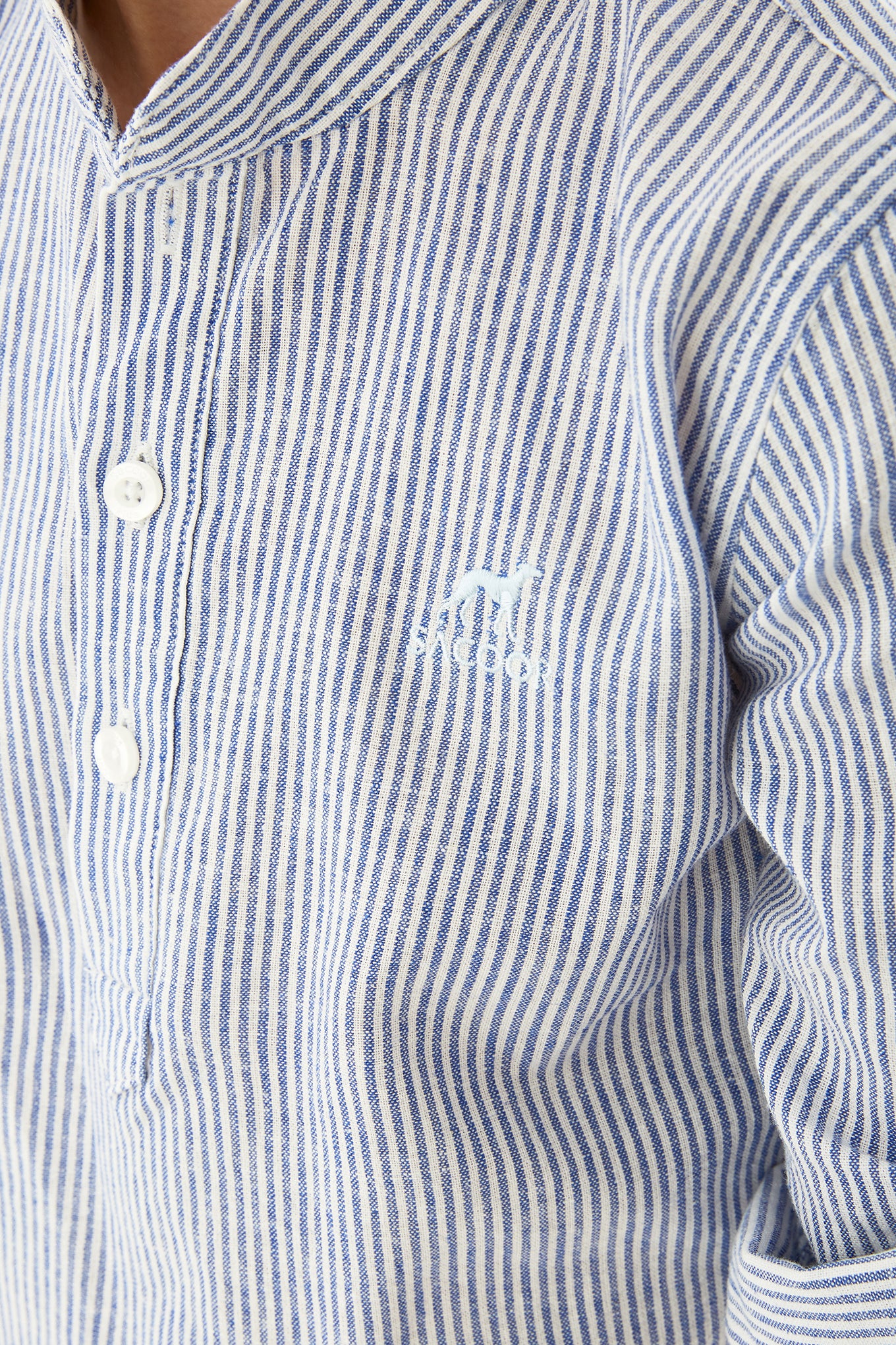 Boys'Striped Mandarin Collar Shirt - Image 5