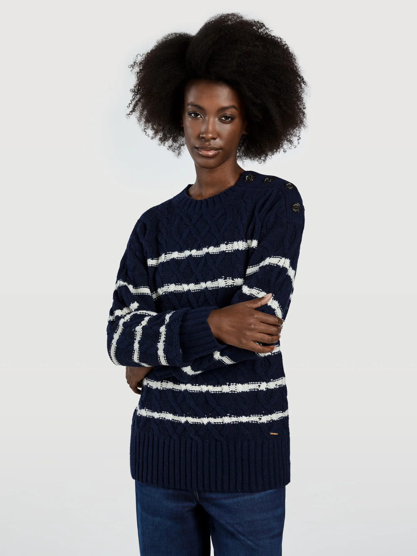 Cable Stitch Crewneck Sweater