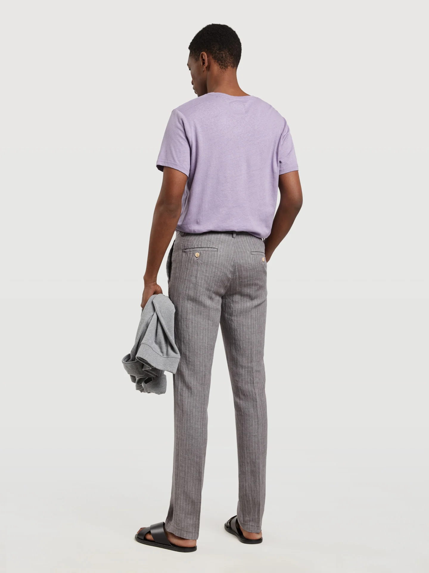 Chalk stripe Slim Fit Linen Chino Trouser - Image 3