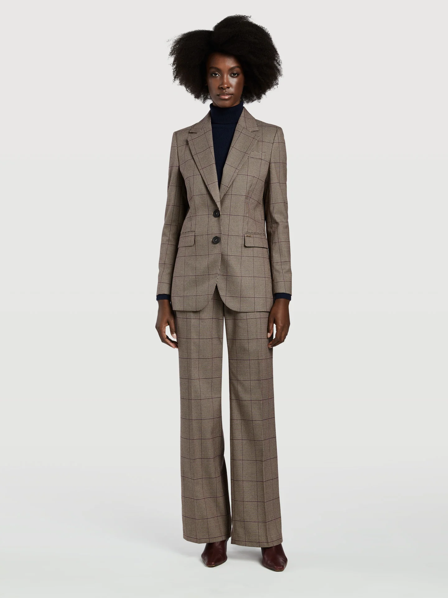 Checked Single-Breasted Suit Blazer - Image 2