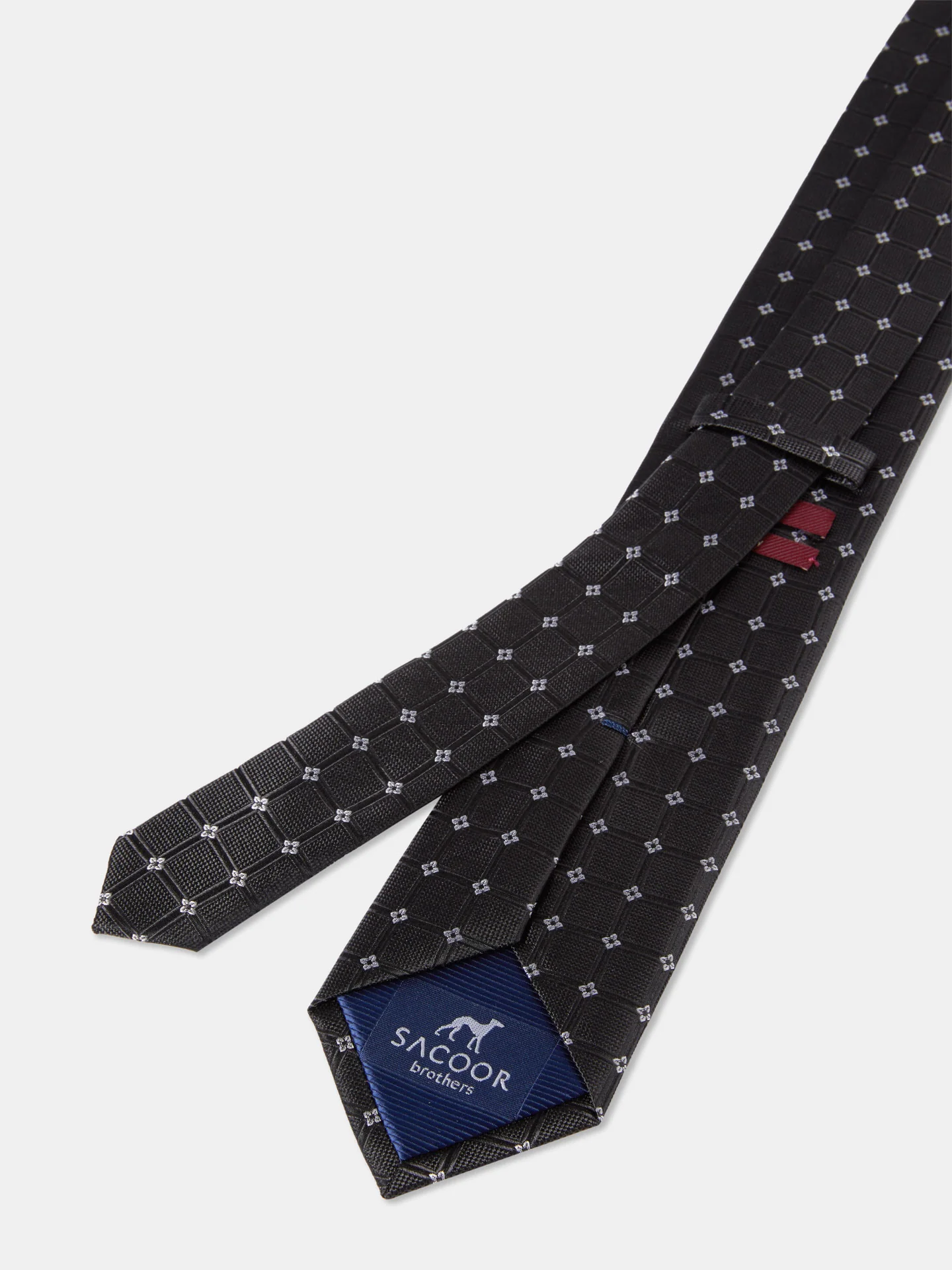 Checkered Floral Pattern Tie 100% Silk 7,5cm - Image 4
