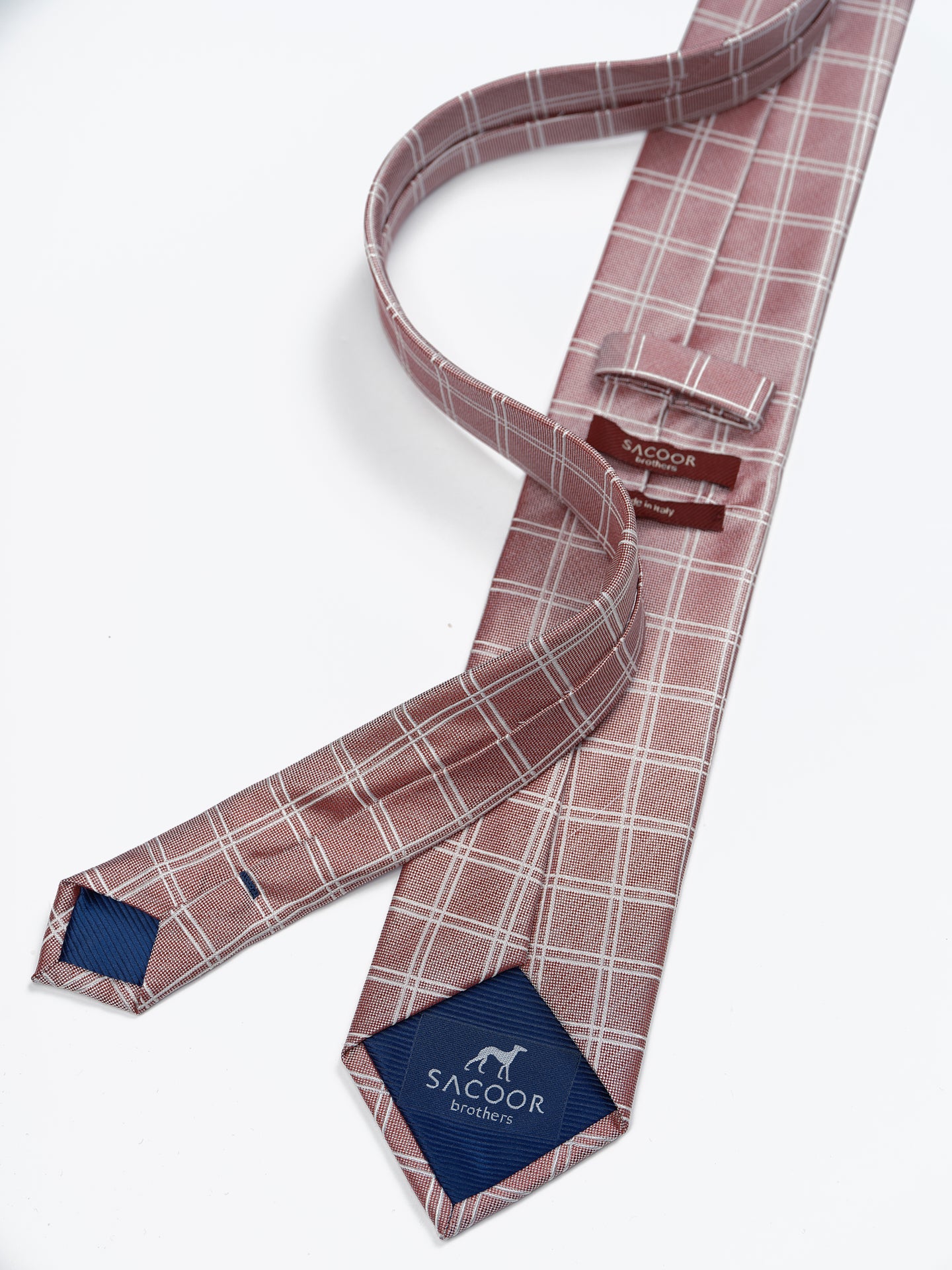 Checkered Pattern Tie 100% Silk 7,5cm - Image 9