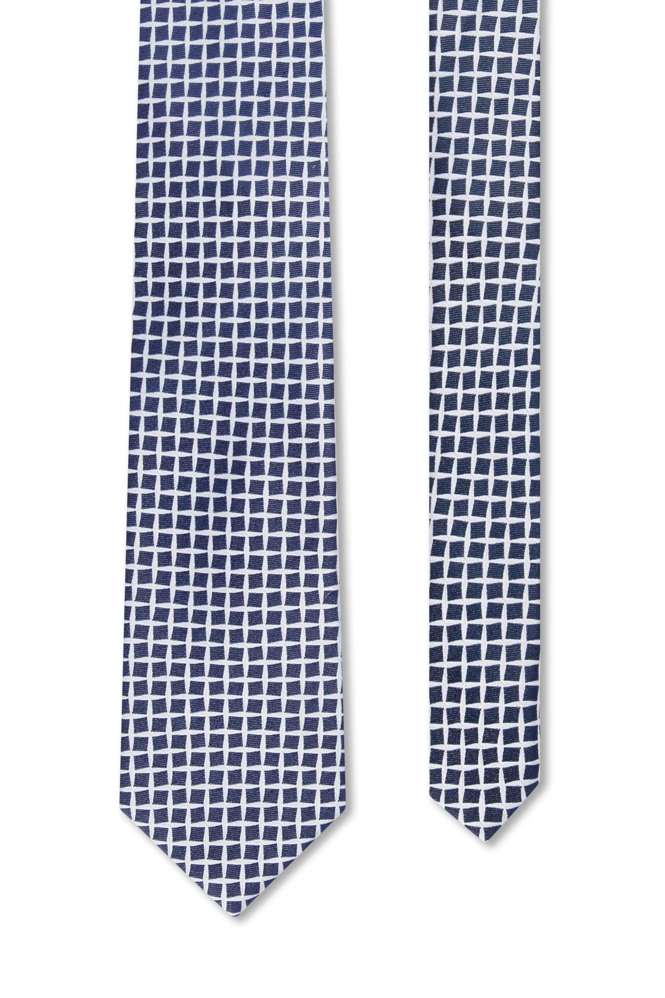 Checkered Pattern Tie 100% Silk 7,5cm - Image 3