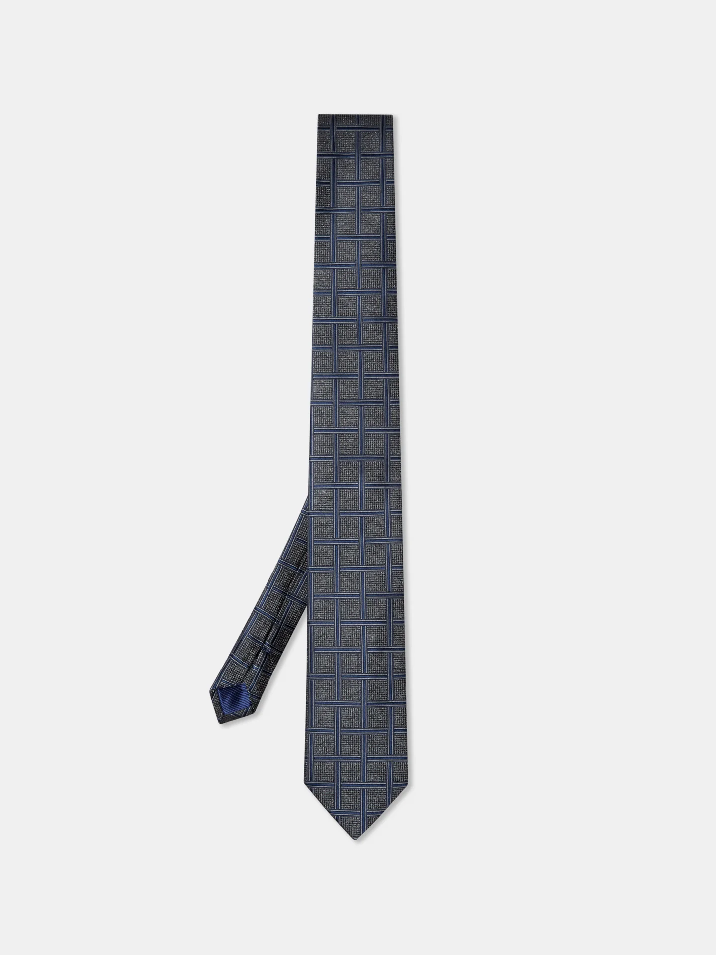 Checkered Pattern Tie 100% Silk 7,5cm - Image 3