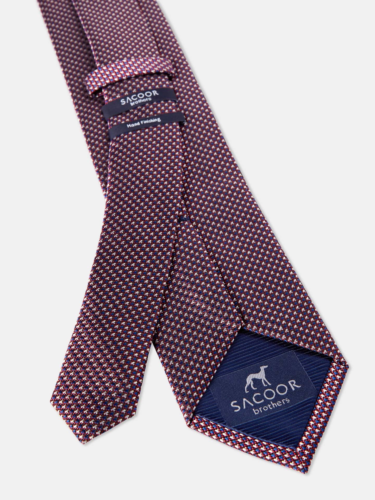Checkered Pattern Tie 100% Silk 7,5cm - Image 4