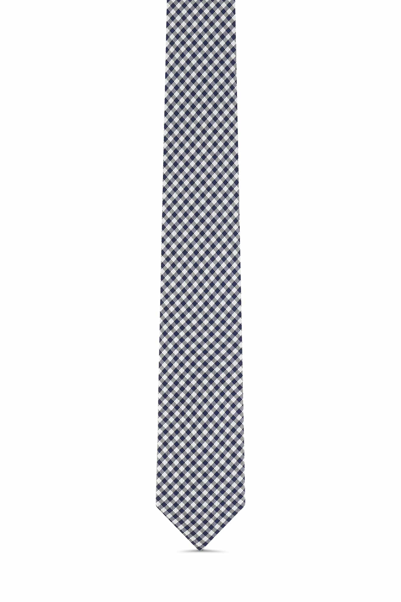 Checkered Pattern Tie 100% Silk 7cm - Image 2