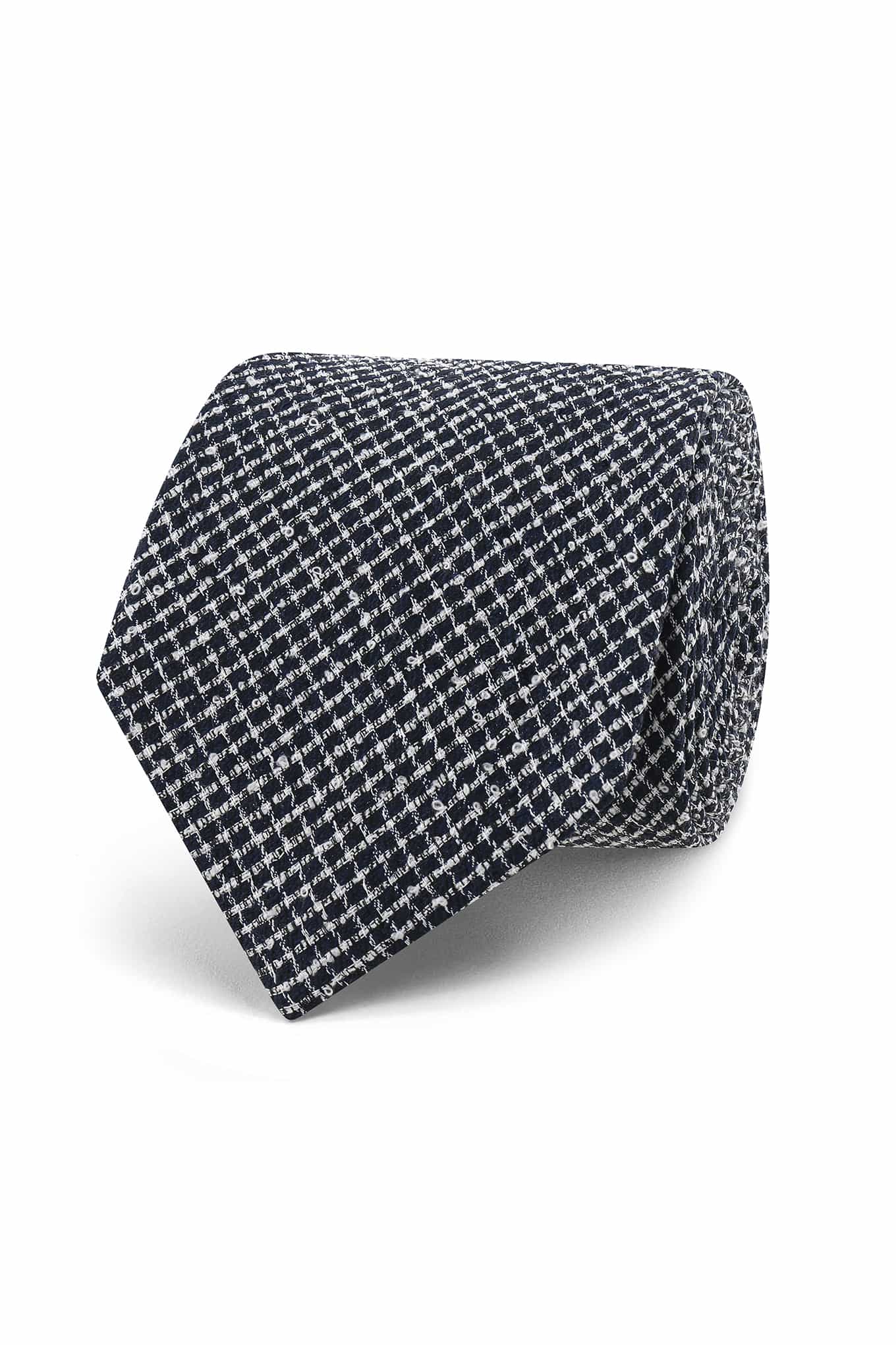 Checkered Pattern Tie 100% Silk 7cm - Image 3