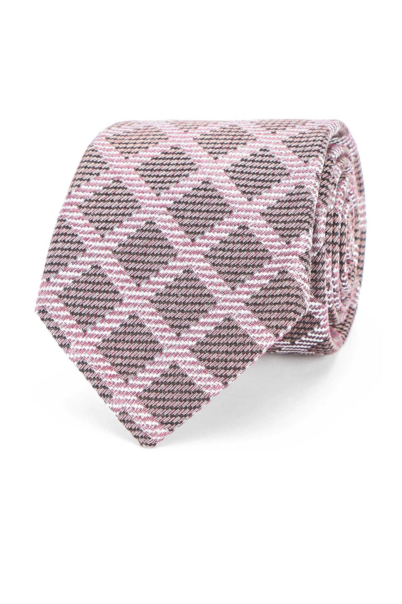 Checkered Pattern Tie 100% Silk 8cm - Image 4