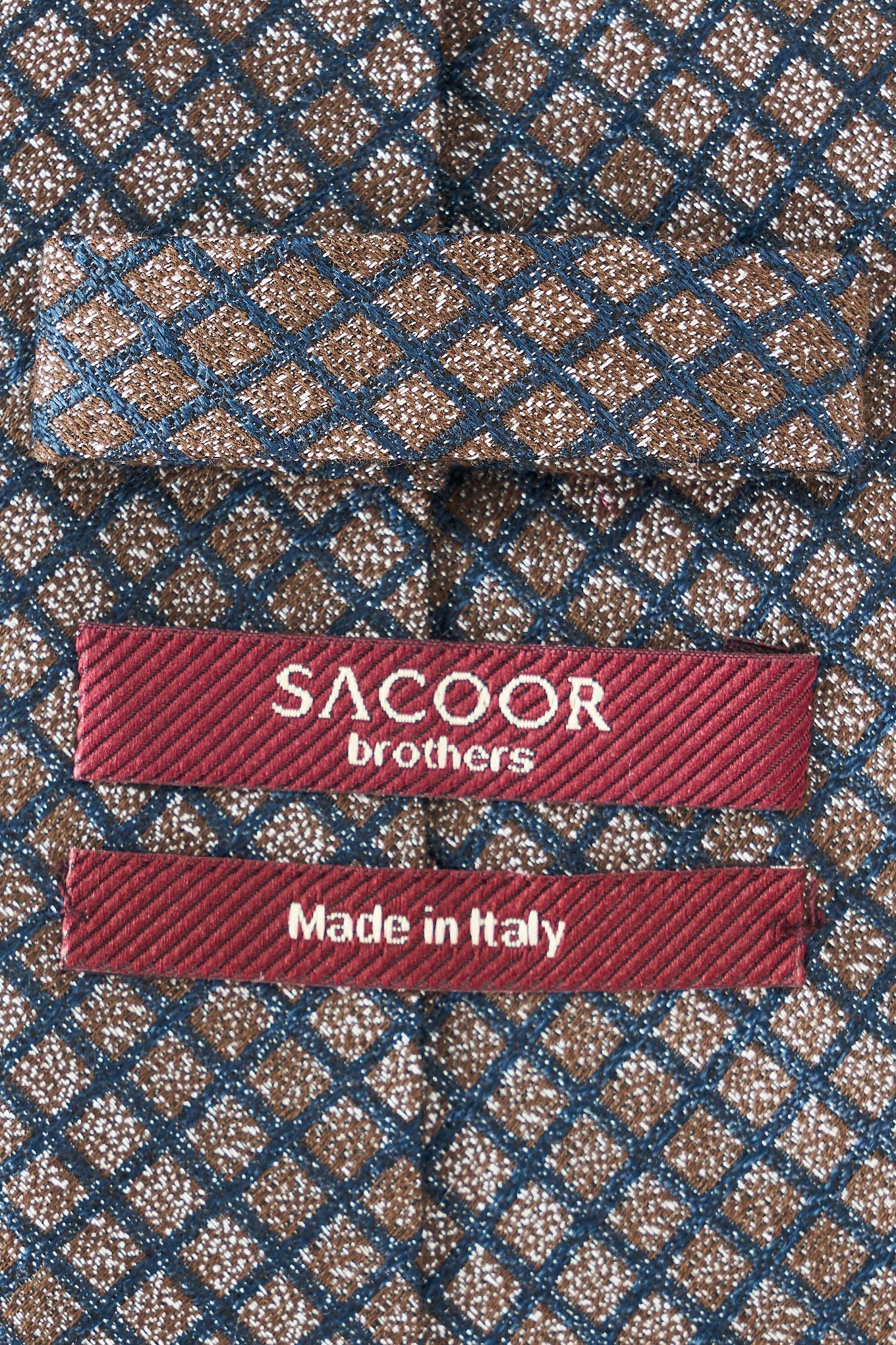 Checkered Pattern Tie 100% Silk 8cm - Image 4