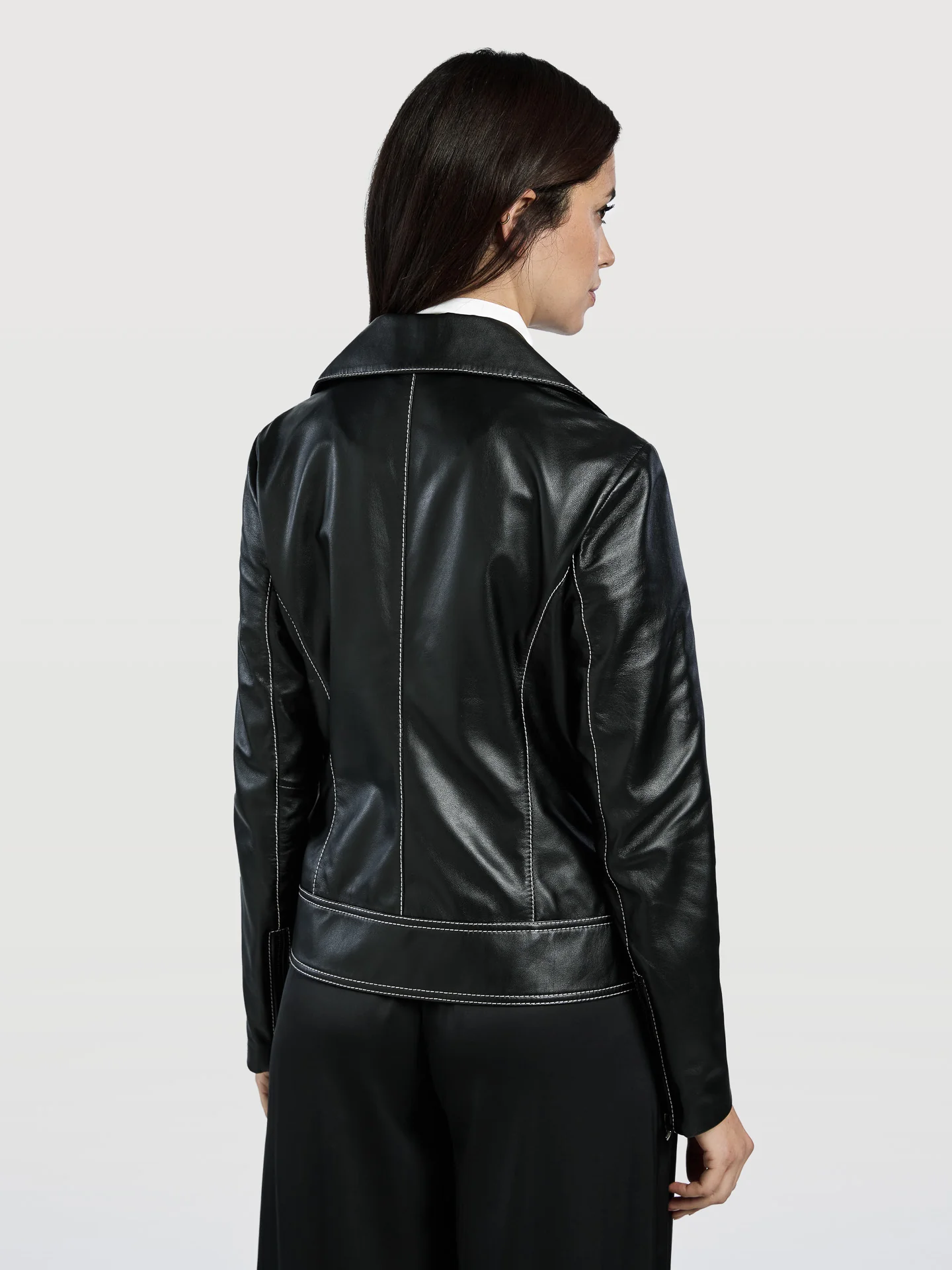 Classic Biker Leather Jacket - Image 3
