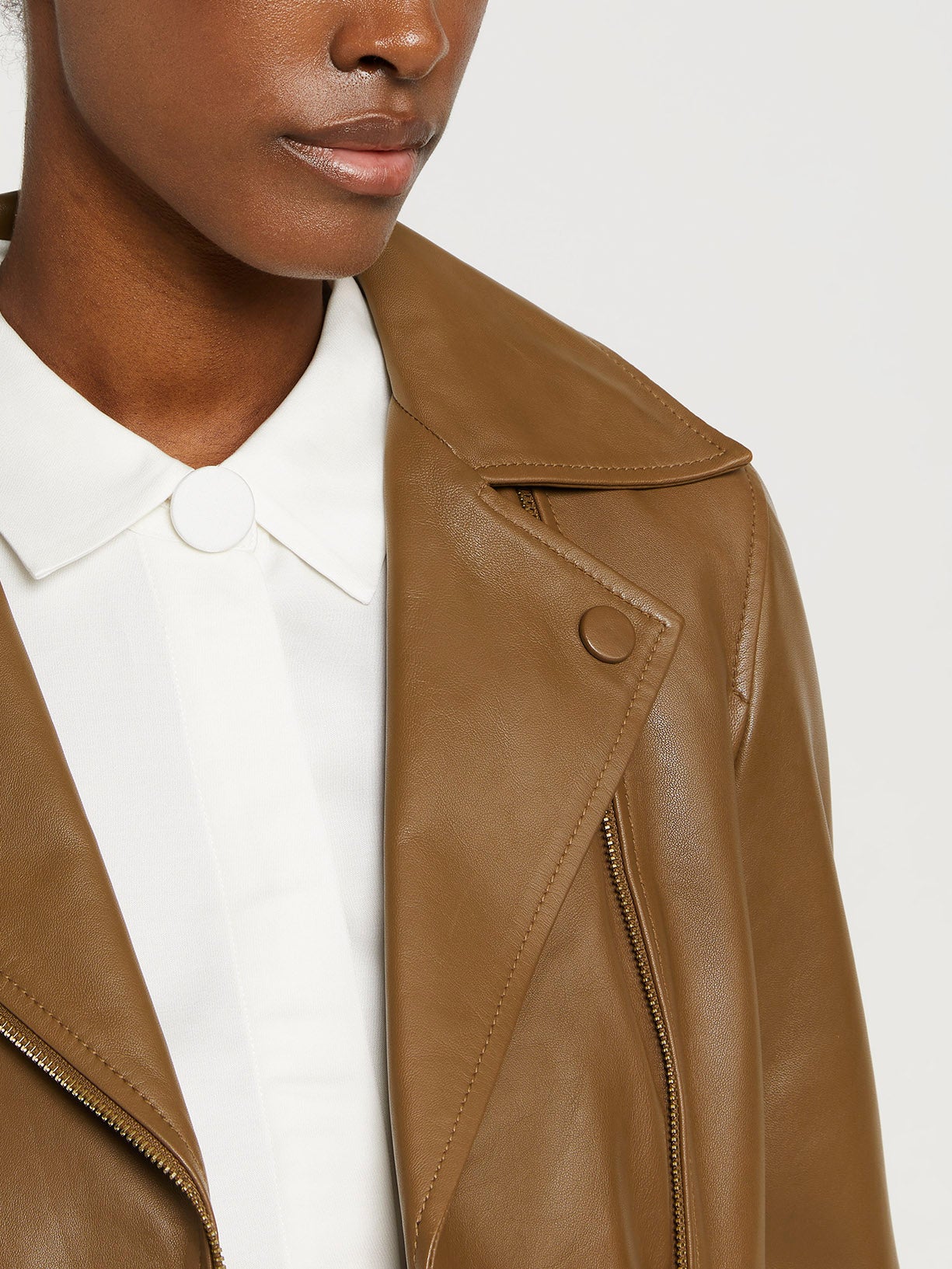 Classic biker leather jacket - Image 3