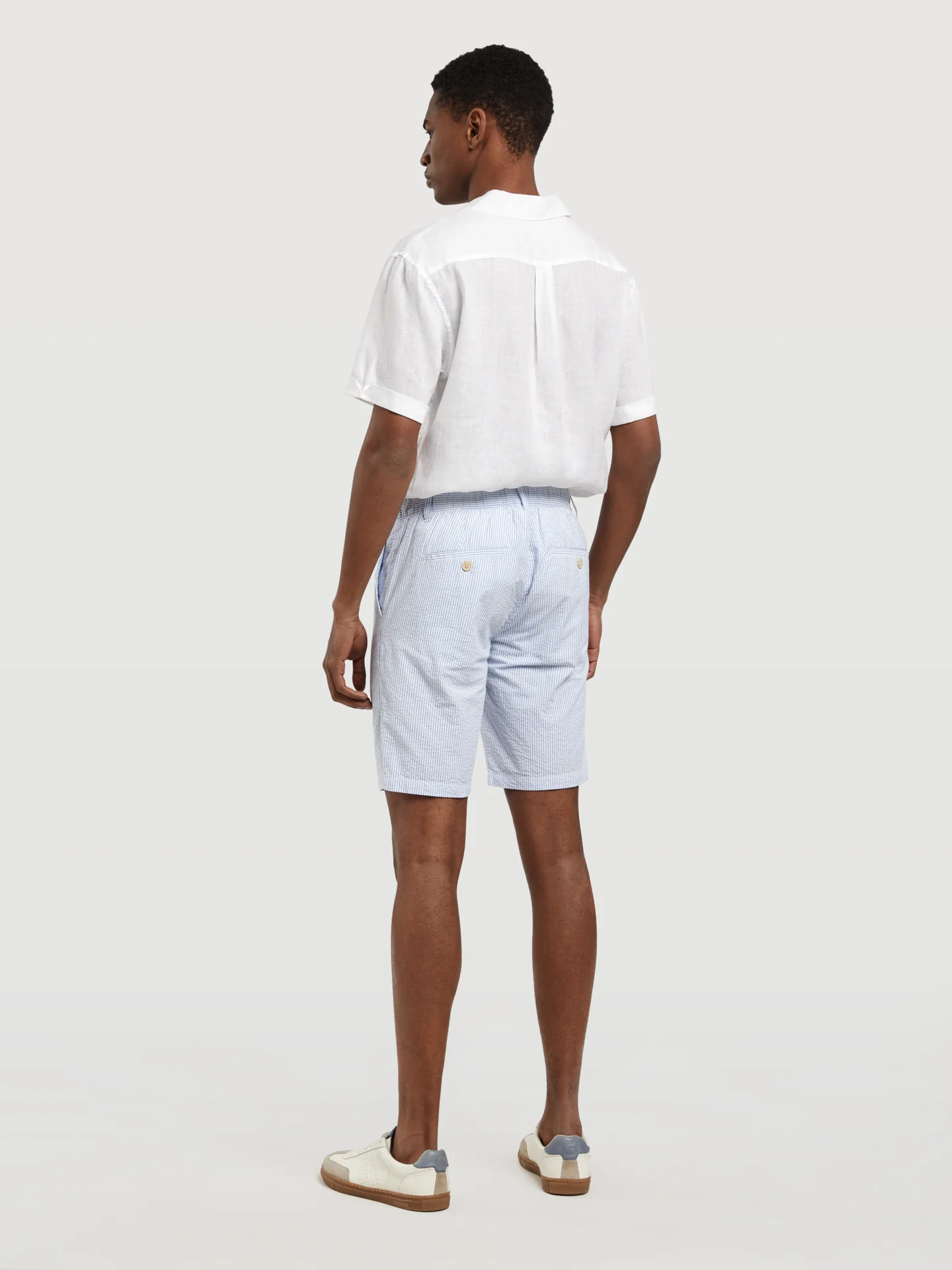 Comfort Striped Seersucker Slim Fit Bermuda - Image 7