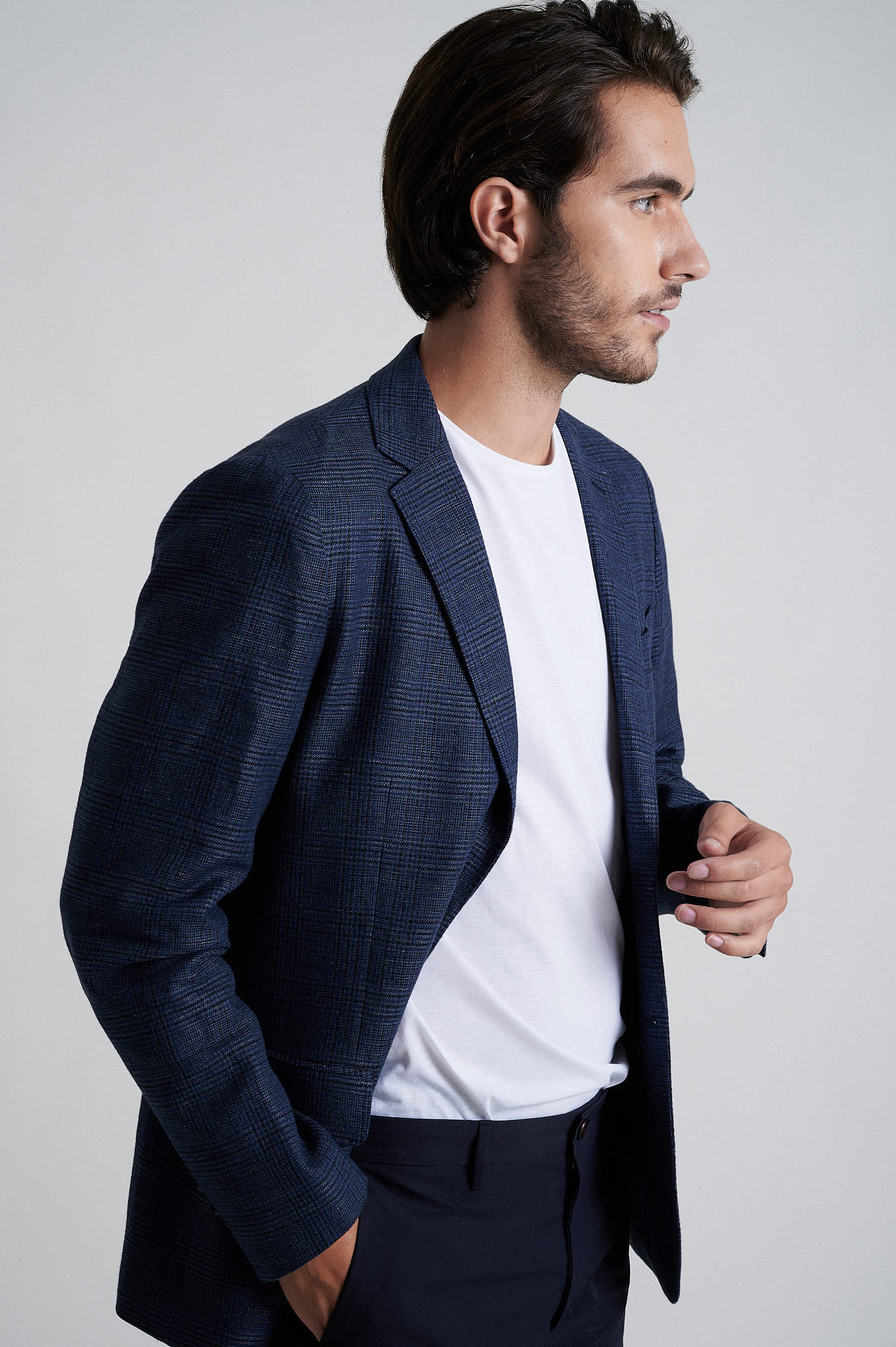 Cotton linen blazer slim fit - Image 4