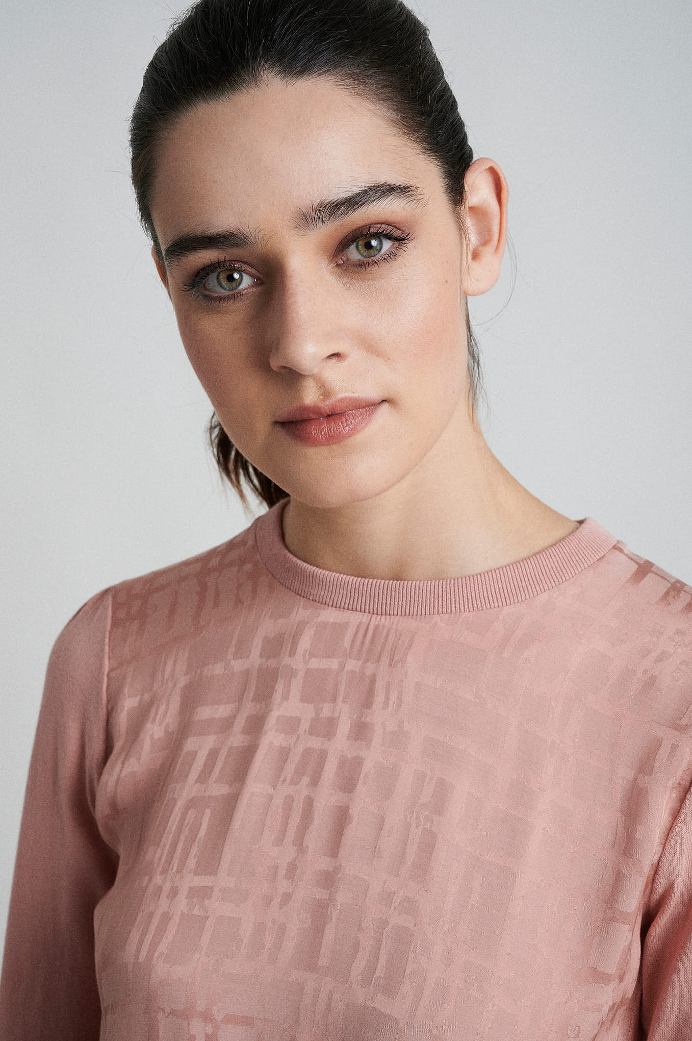 Cotton sweater with jacquard fabric - Image 6