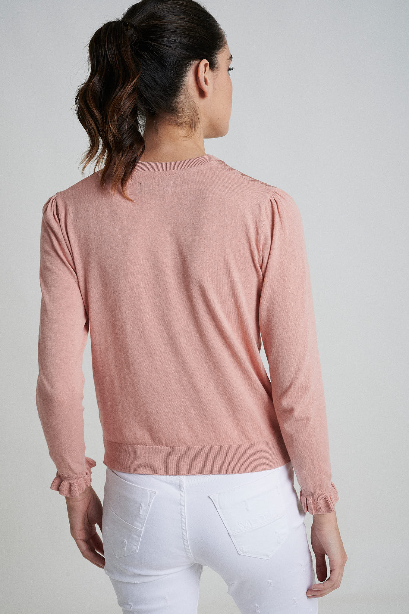 Cotton sweater with jacquard fabric - Image 7