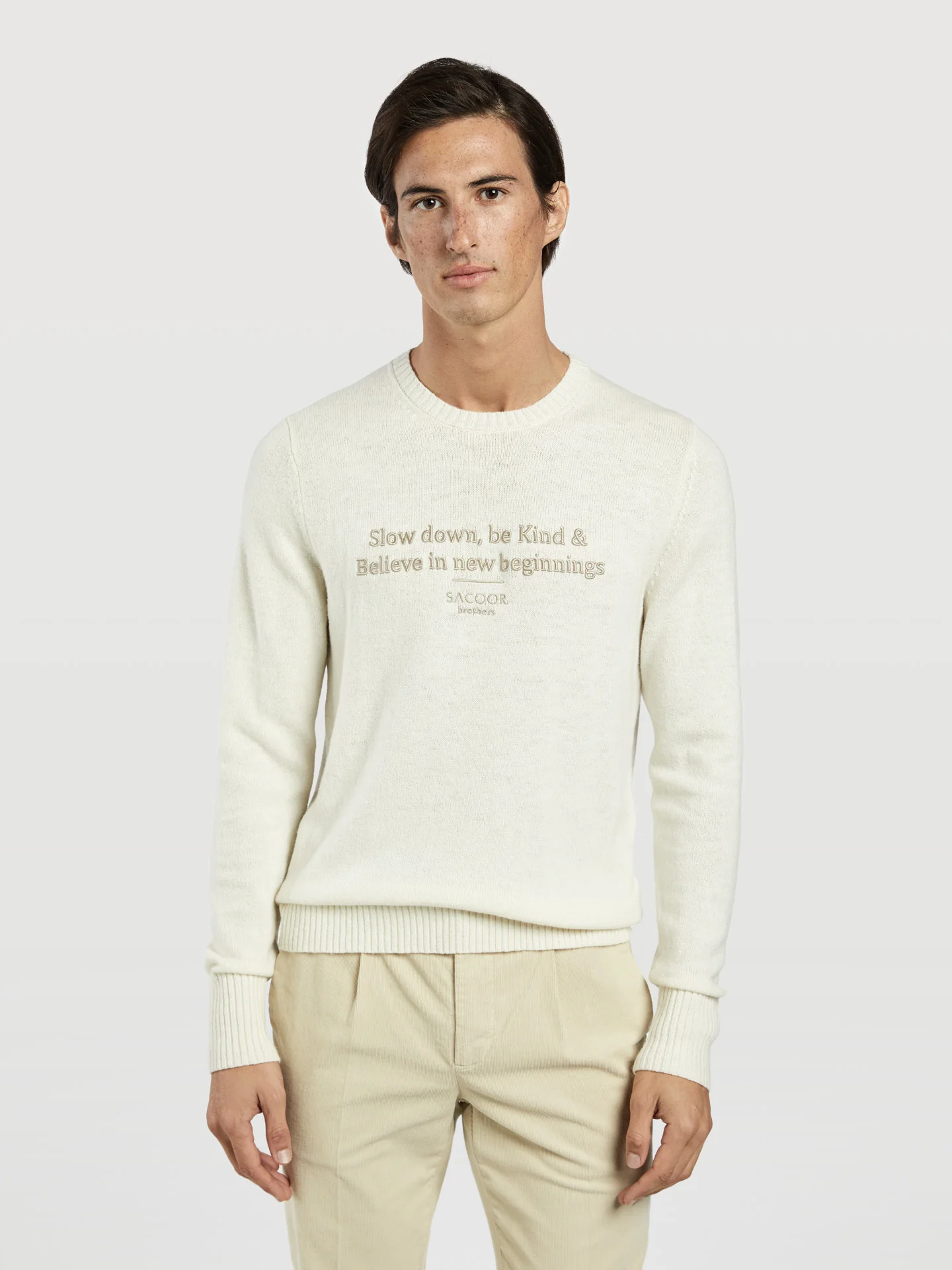 Crew neck 'slow down' embroidery sweater - Image 4