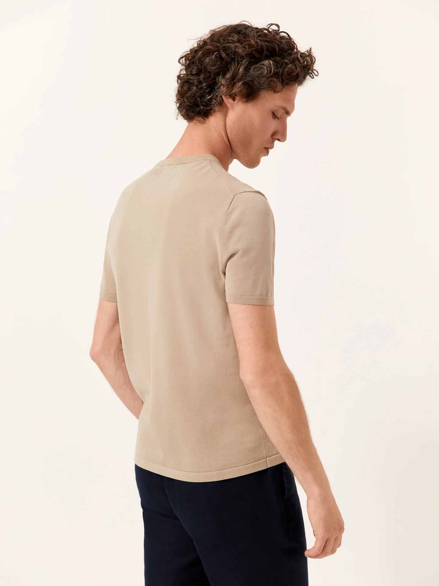 Crew Neck Sweater With Short Sleeves In Cotton and Silk Blend - Image 8