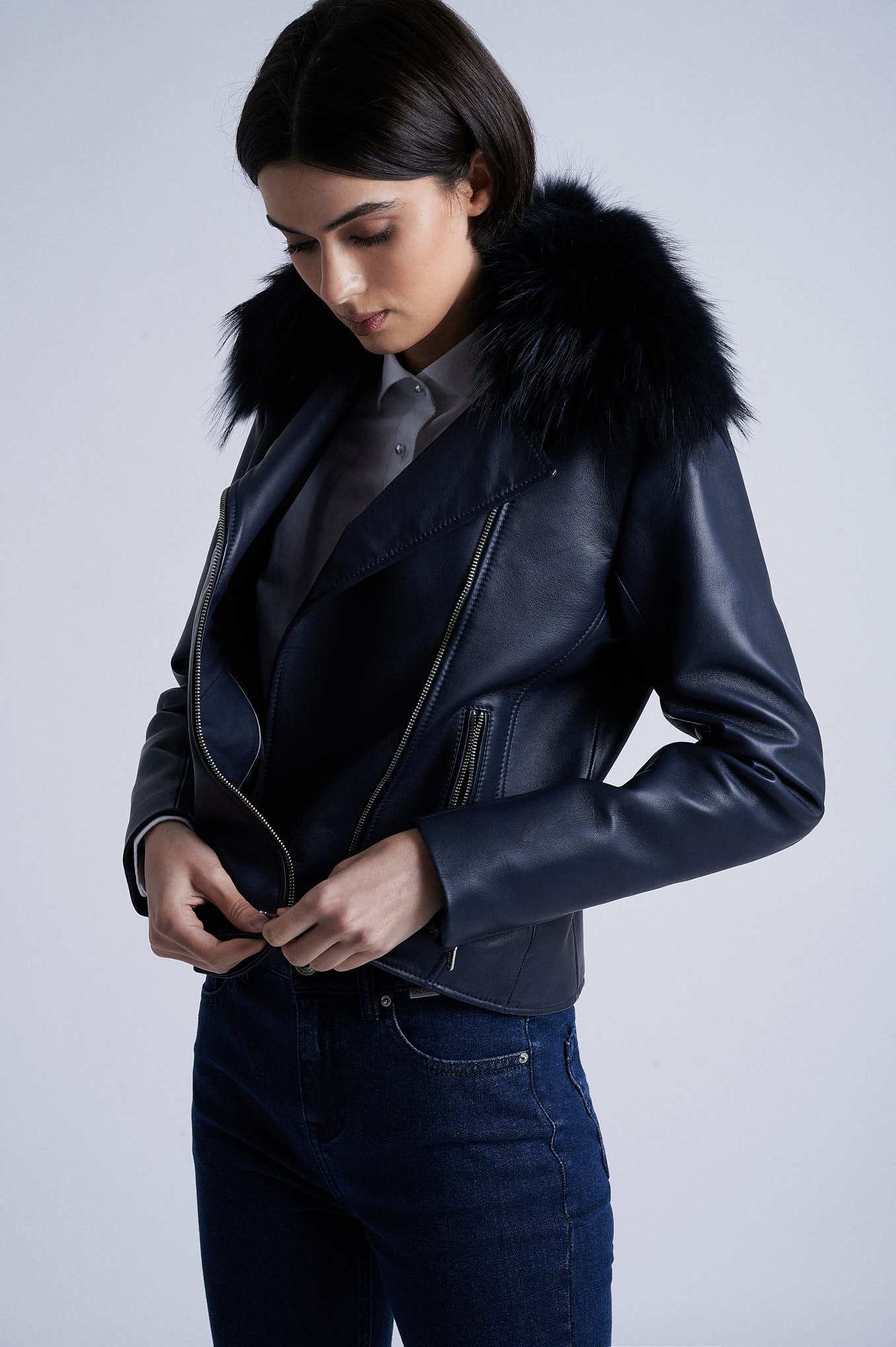 Detatchable collar Biker jacket - Image 2