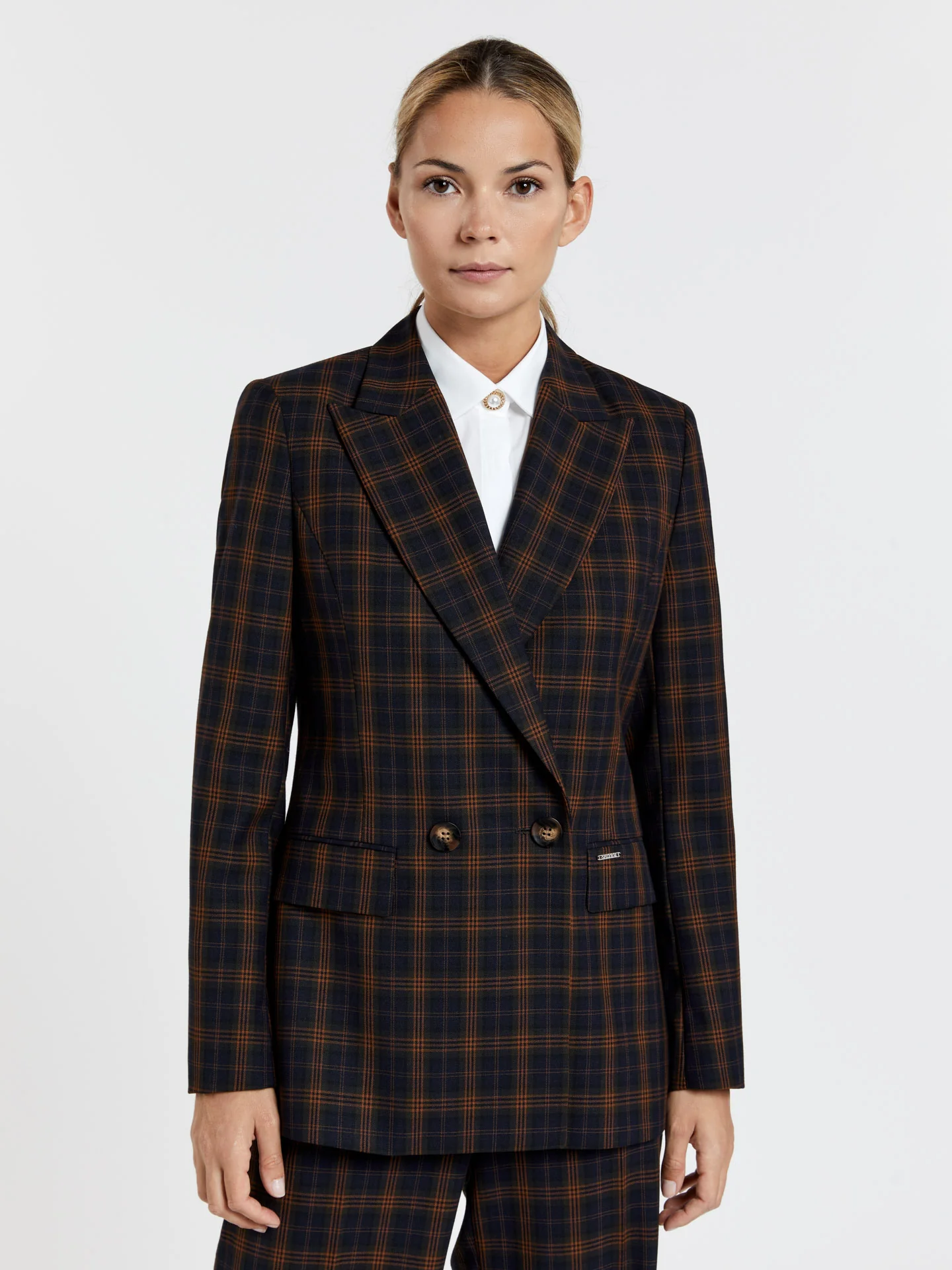 Double breasted checks blazer - Image 2