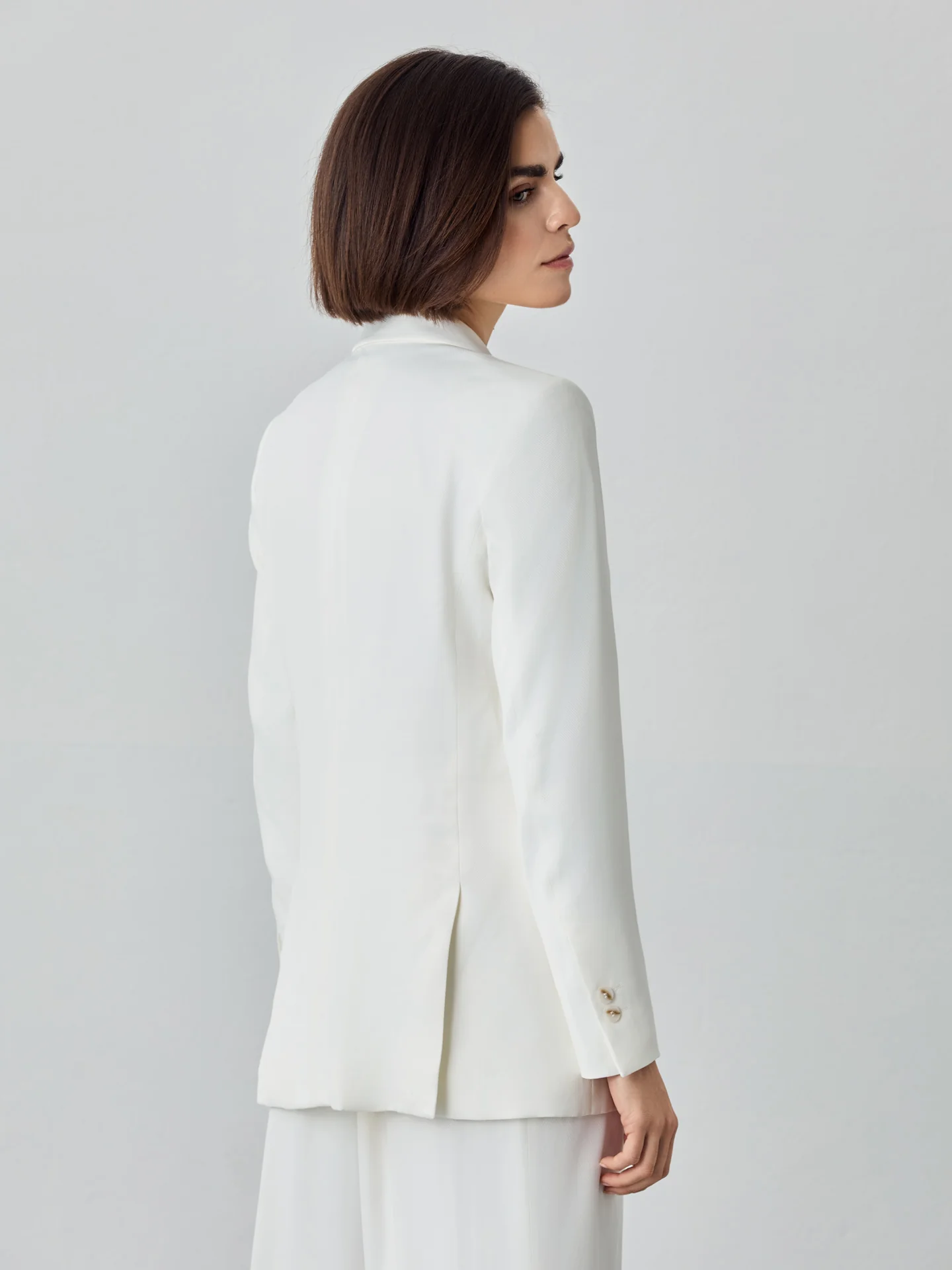 Double-Breasted Suit Blazer In Cotton Blend Fabric - Image 4