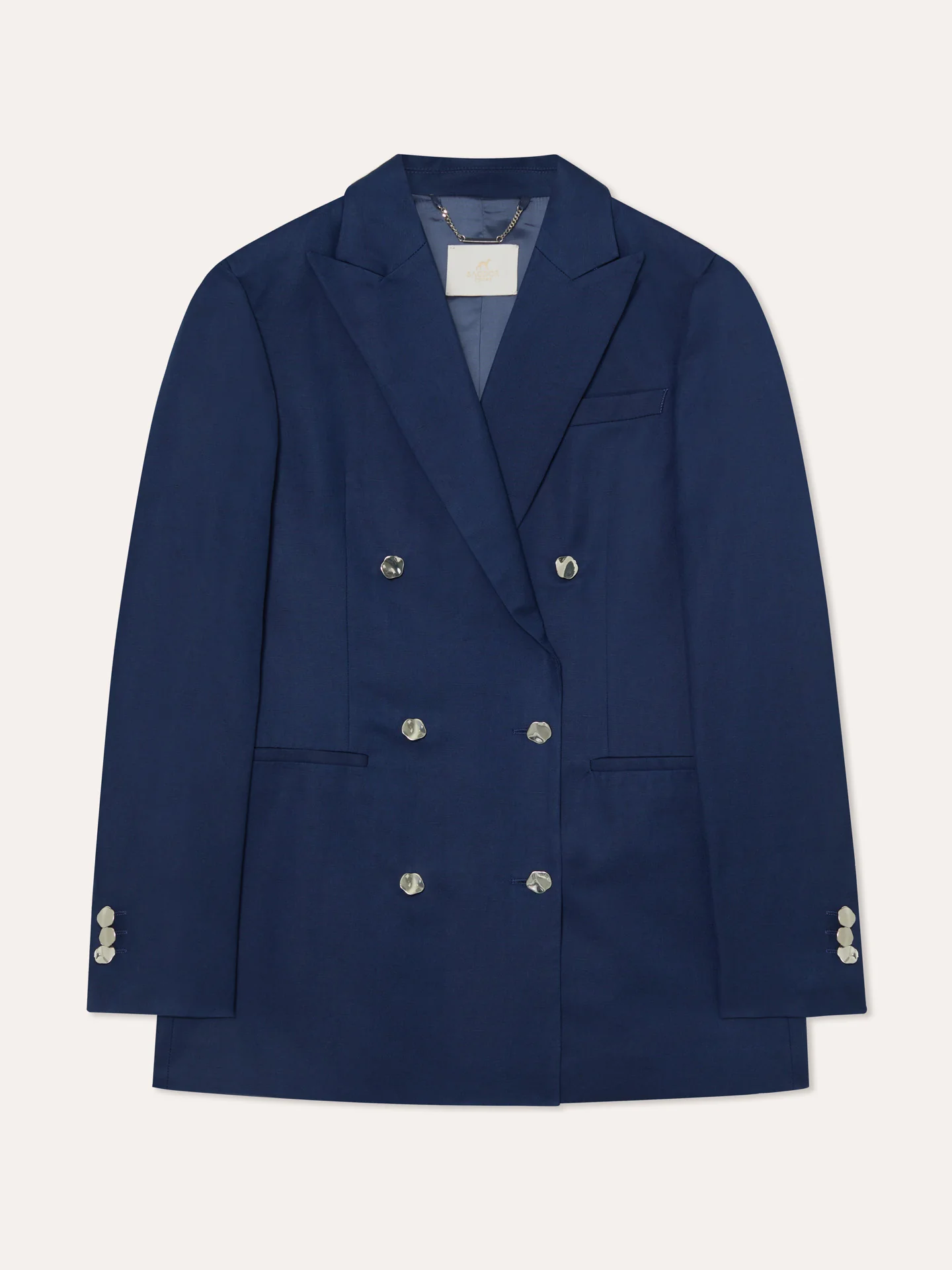 Double-Breasted Suit Blazer In Cotton & Linen Blend - Image 6