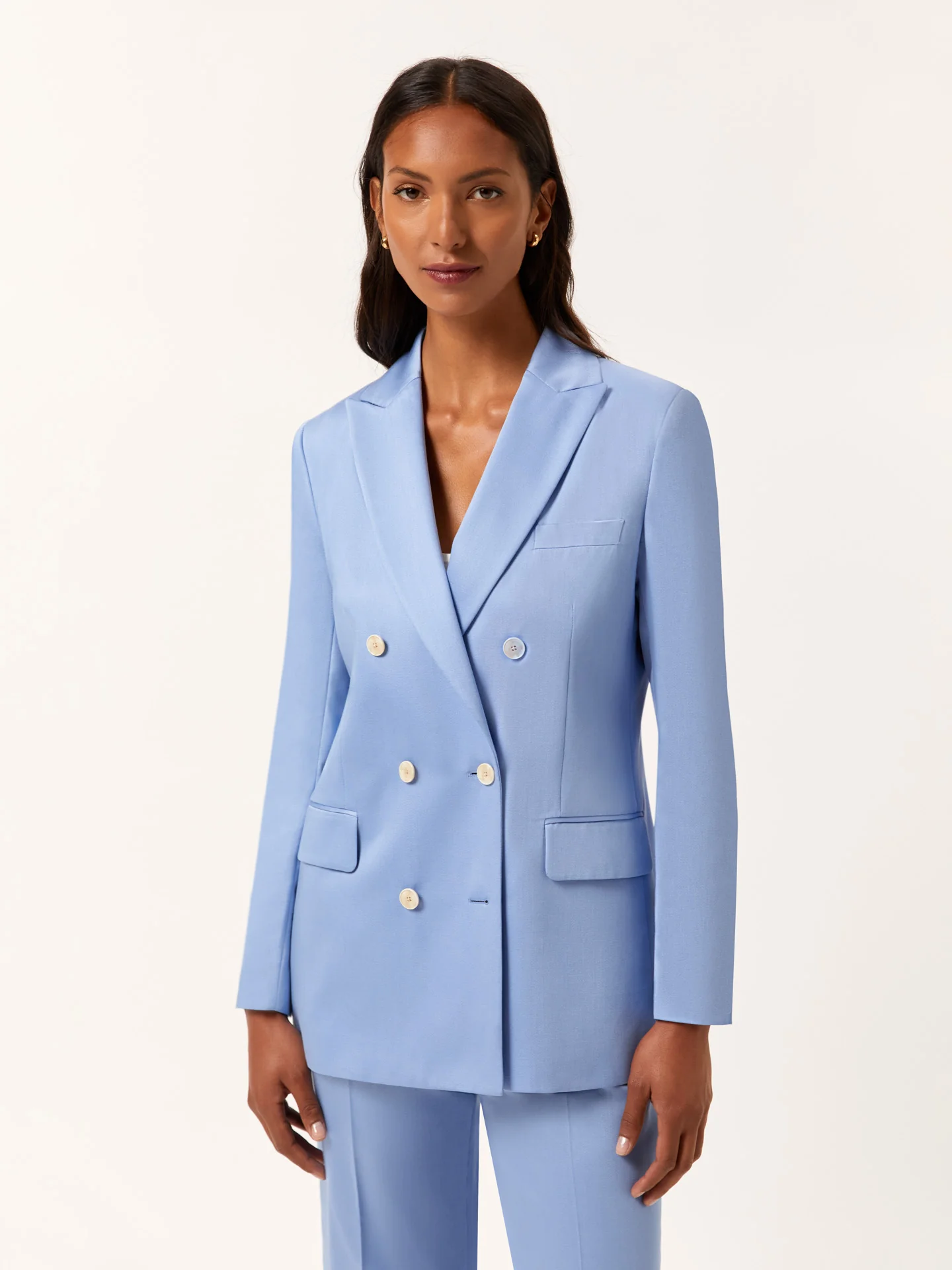 Double-Breasted Suit Blazer In Lyocell & Cotton Blend