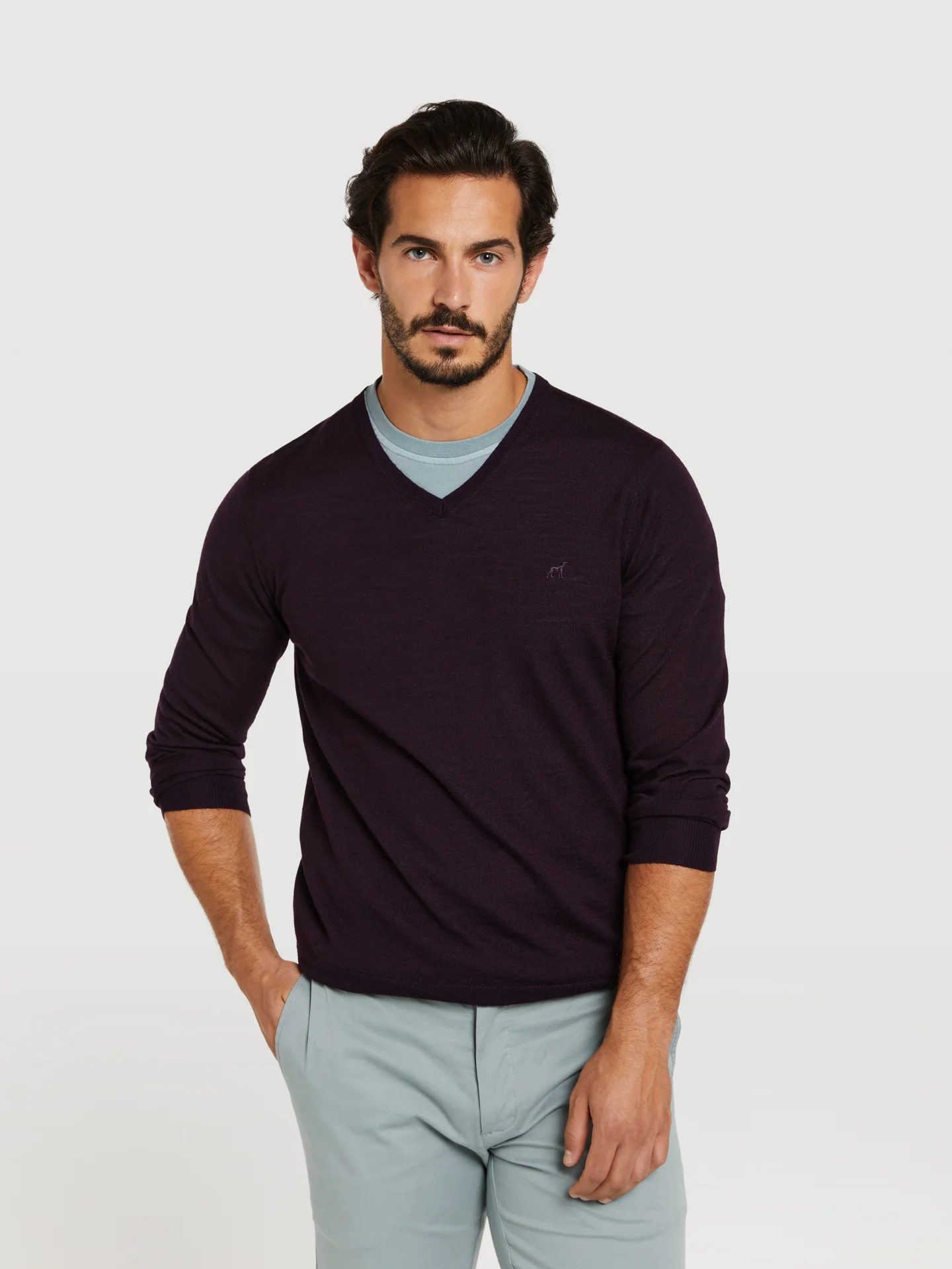 Extra fine merino wool v-neck sweater