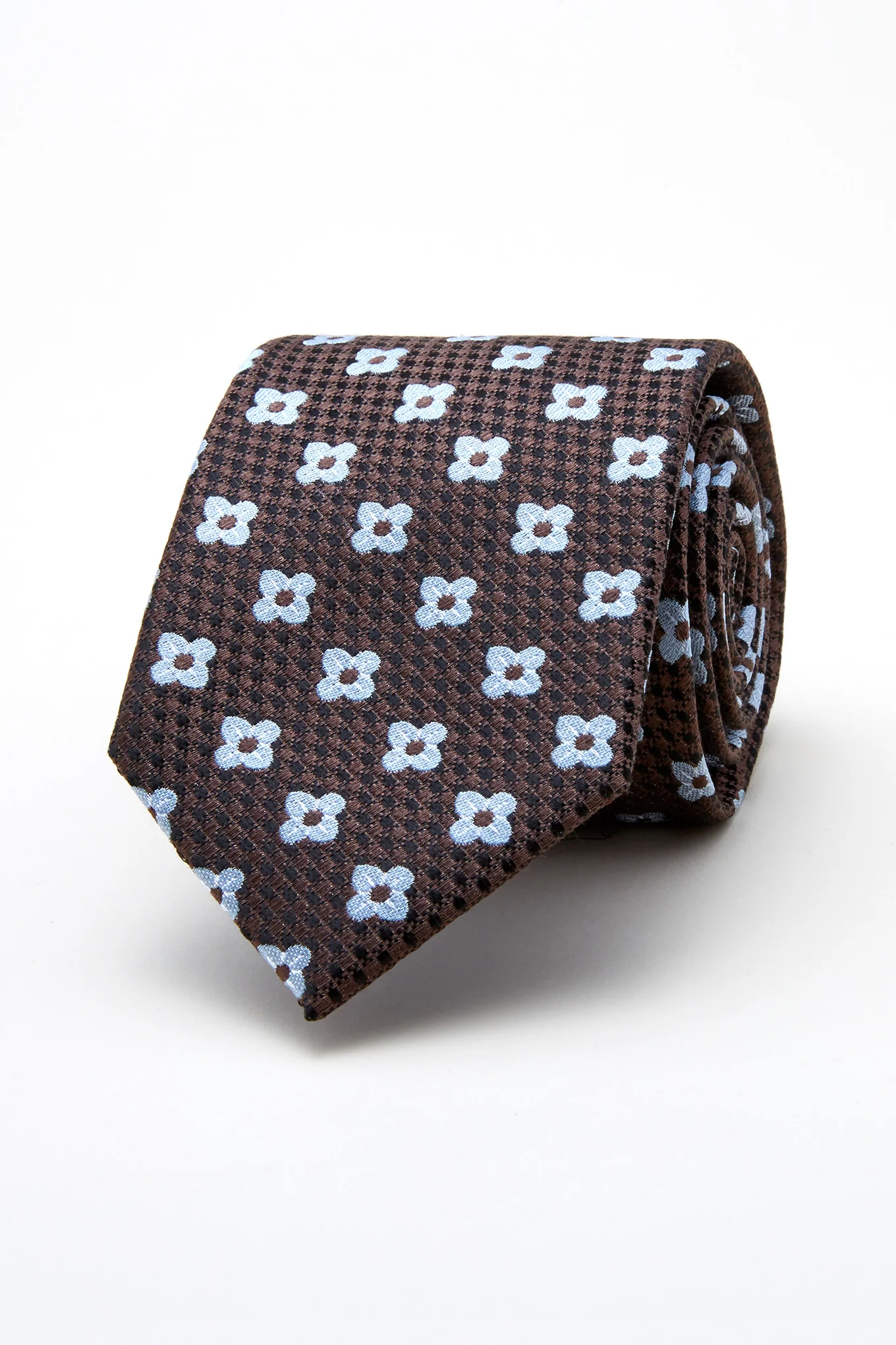 Floral Pattern Tie Silk and Wool Blend 7,5cm