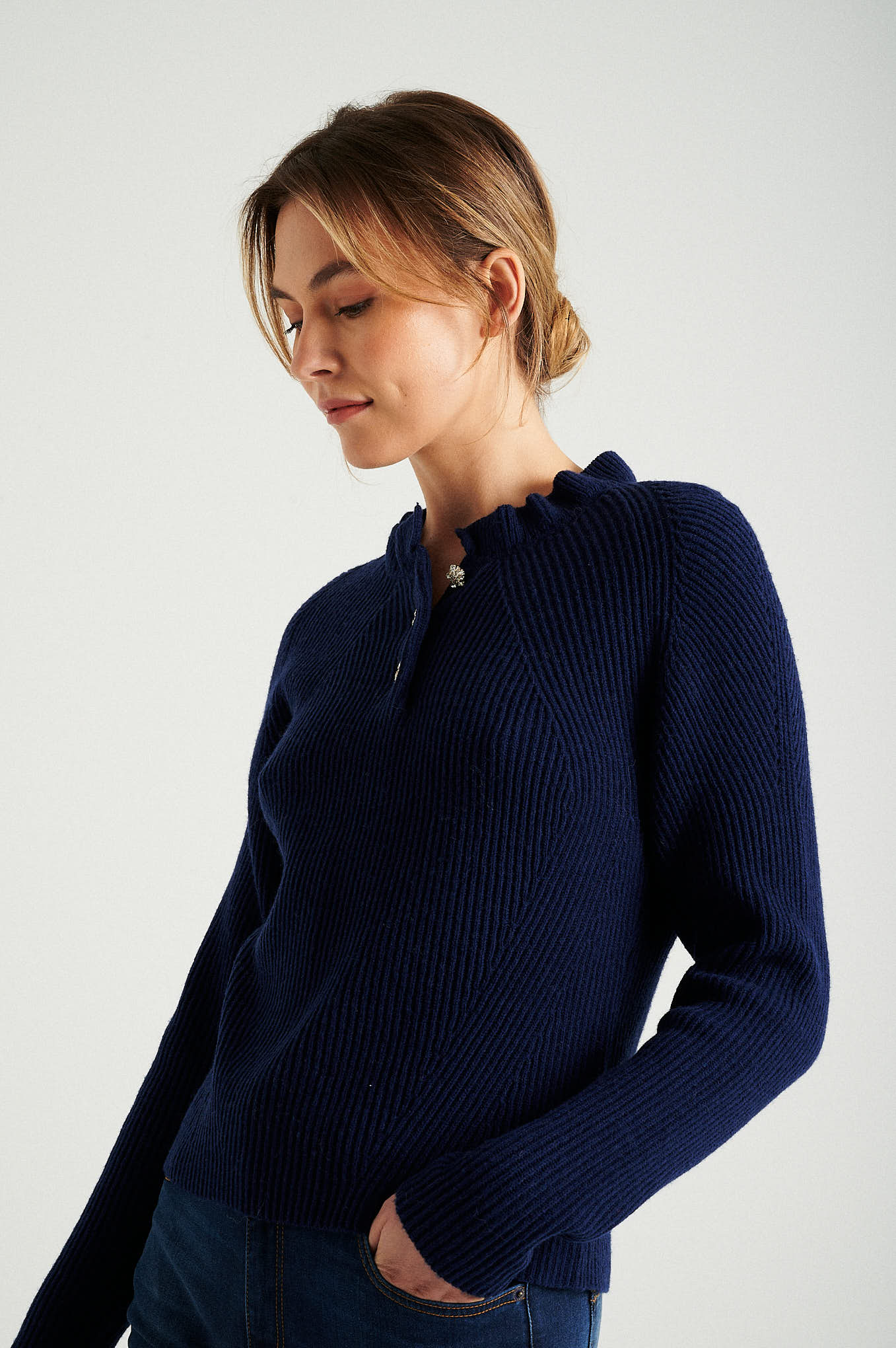 Frill neckline with button front detail - Image 3