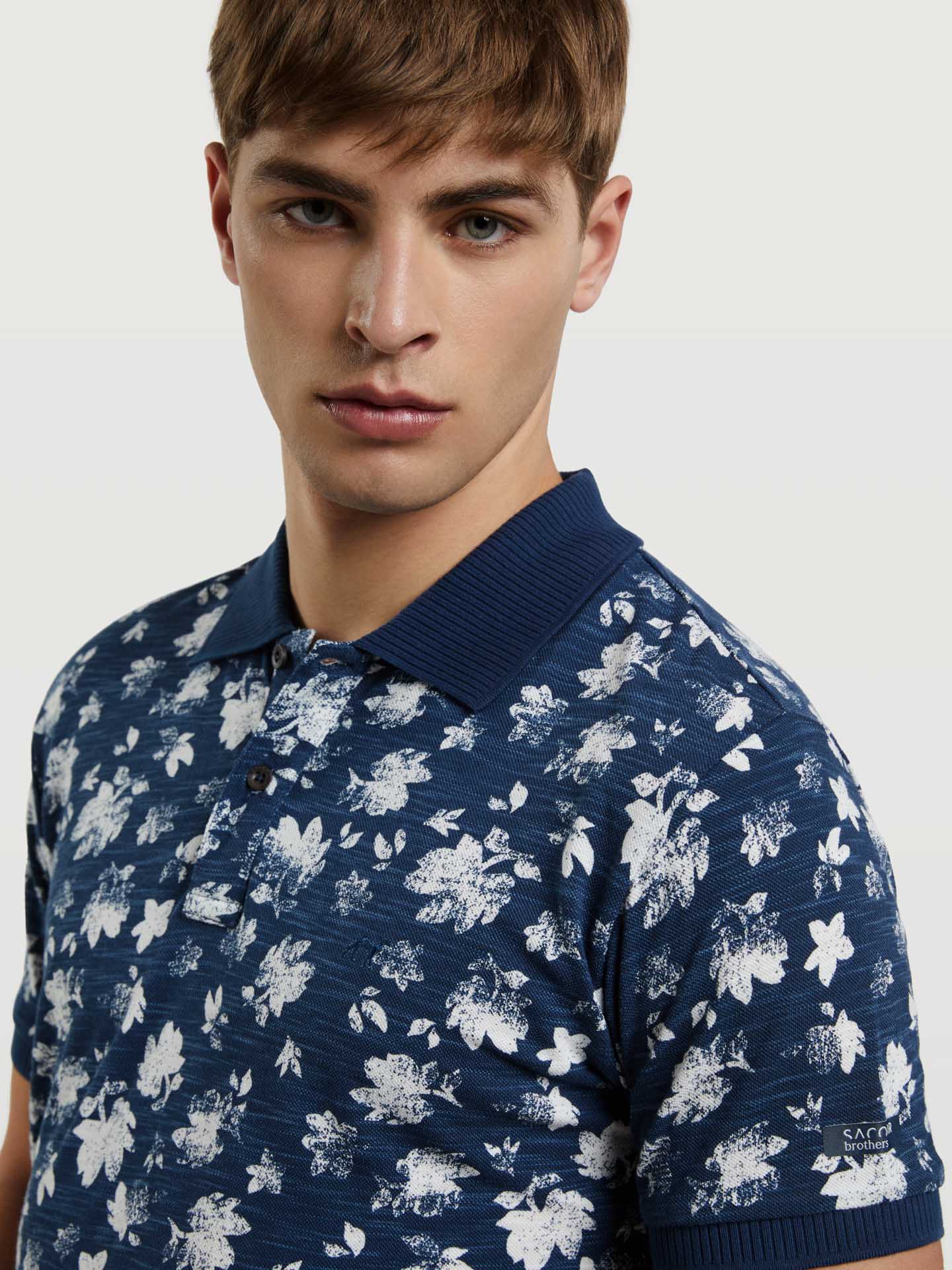 Garment Dye Polo Piqué Shirt With 'Flowers' Print - Image 4
