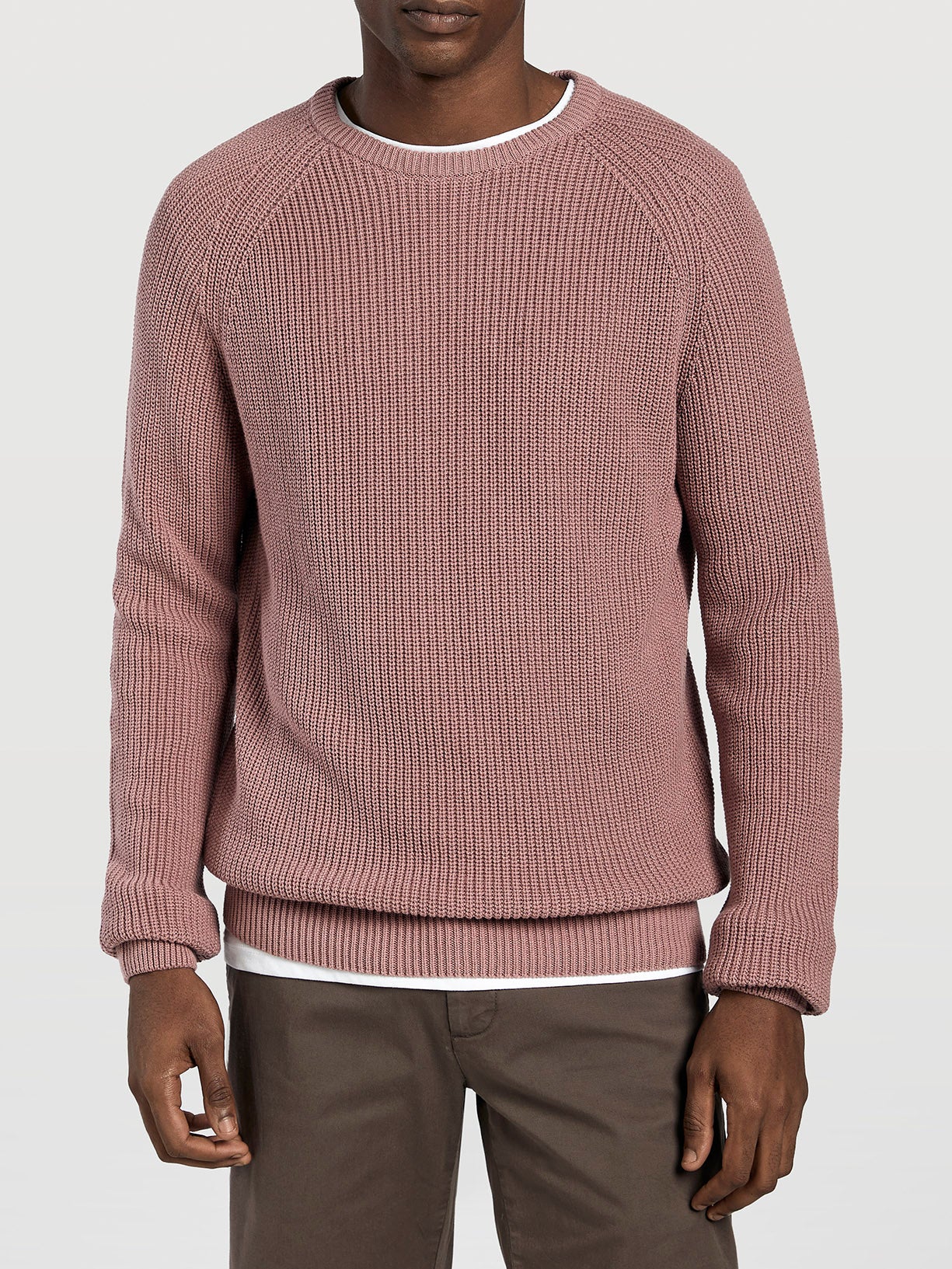 Half cardigan crew neck sweater