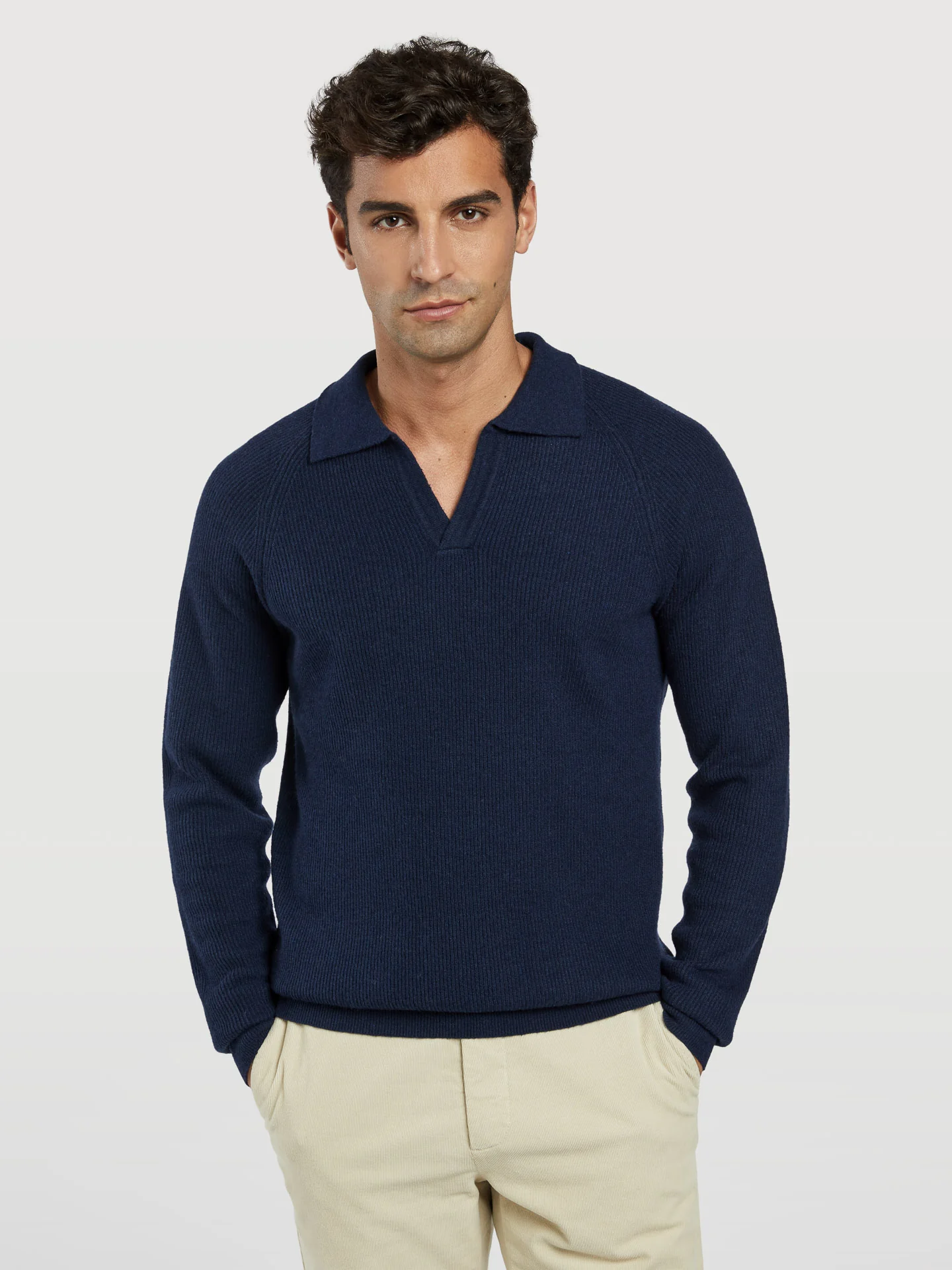 Half cardigan V- neck sweater - Image 4