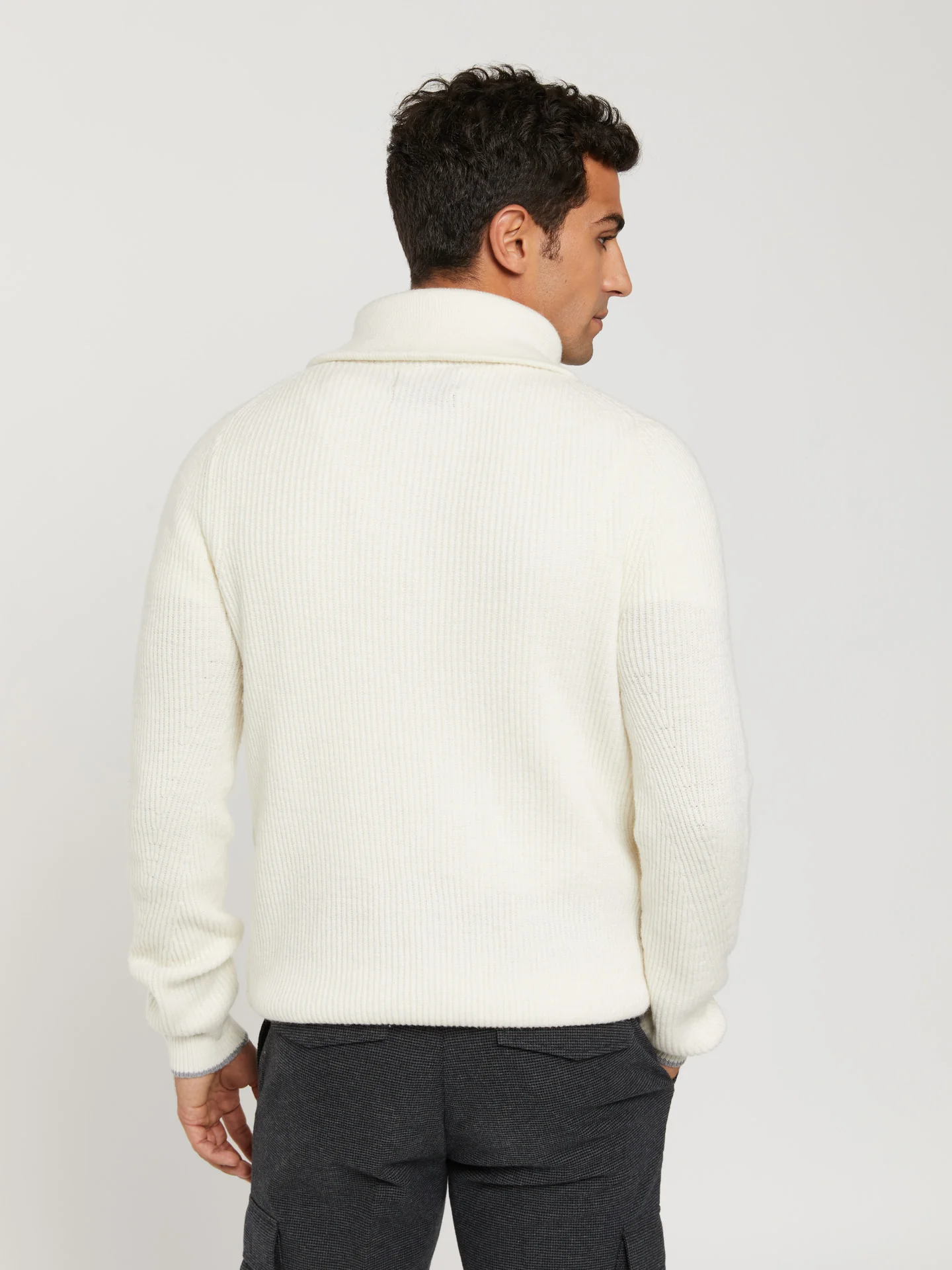 High collar half-zip sweater with fancy rib knitting - Image 3