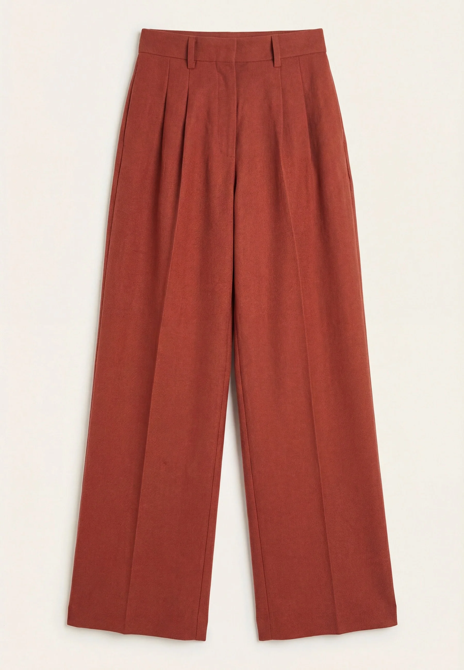 High-Waist Loose Fit Trousers In Cotton And Linen Blend With Front Pleats - Image 6