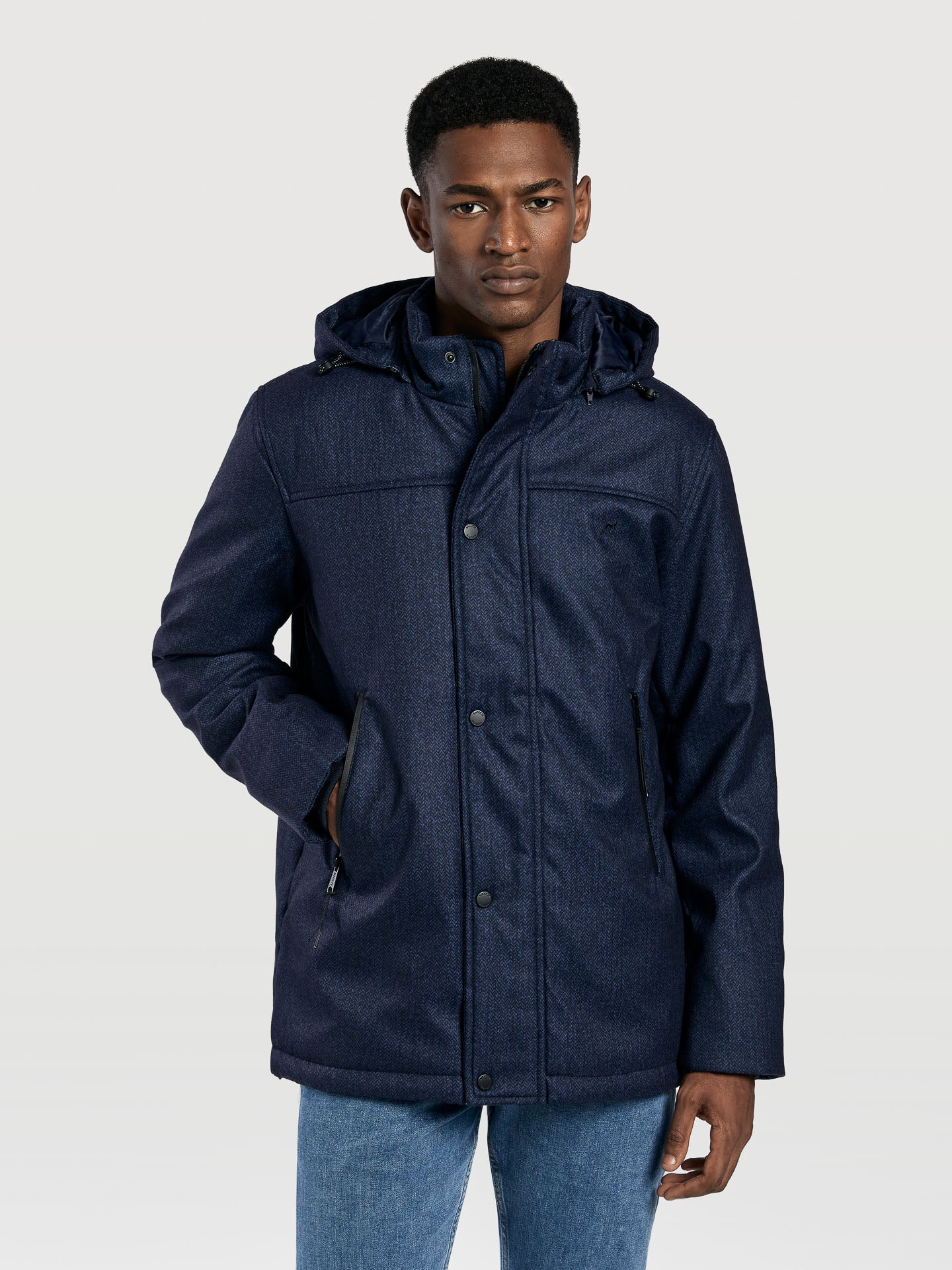 Hooded herringbone jacket