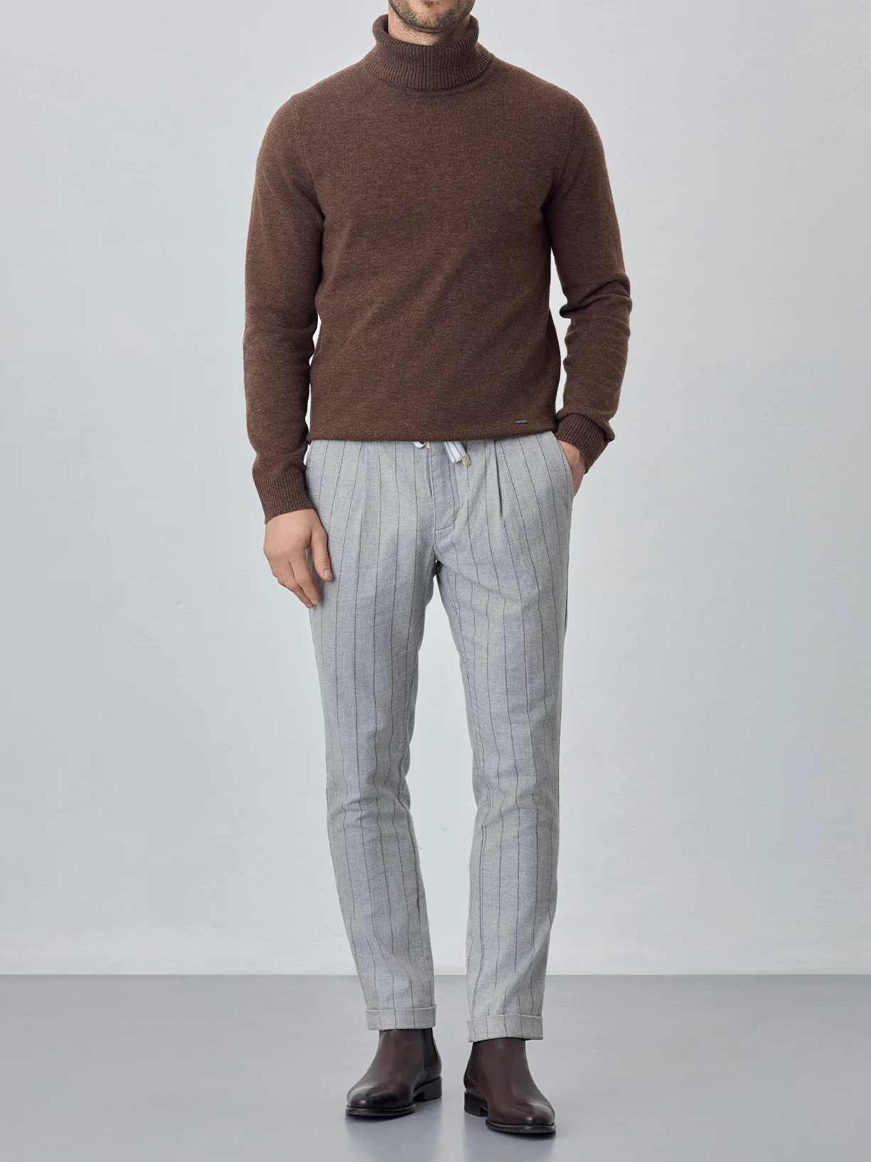Jogger fit chalk stripes chino trousers - Image 2