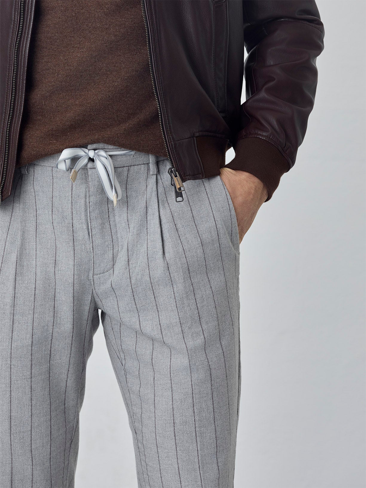 Jogger fit chalk stripes chino trousers - Image 3