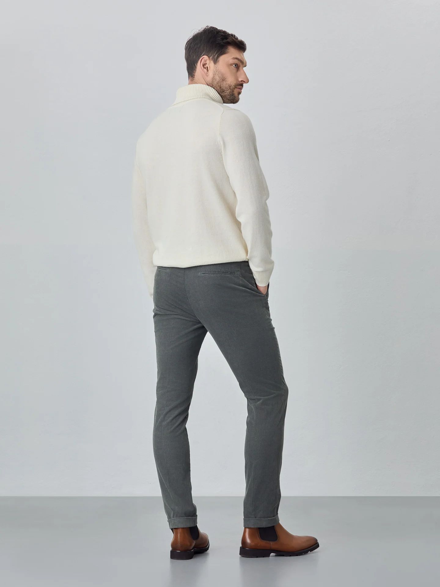 Jogger fit garment dye baby corduroy chino trousers - Image 7