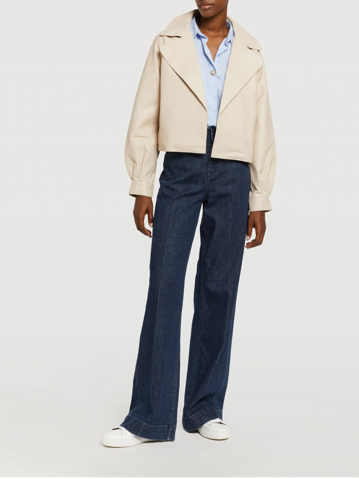 Leather deconstructed biker jacket - Image 3
