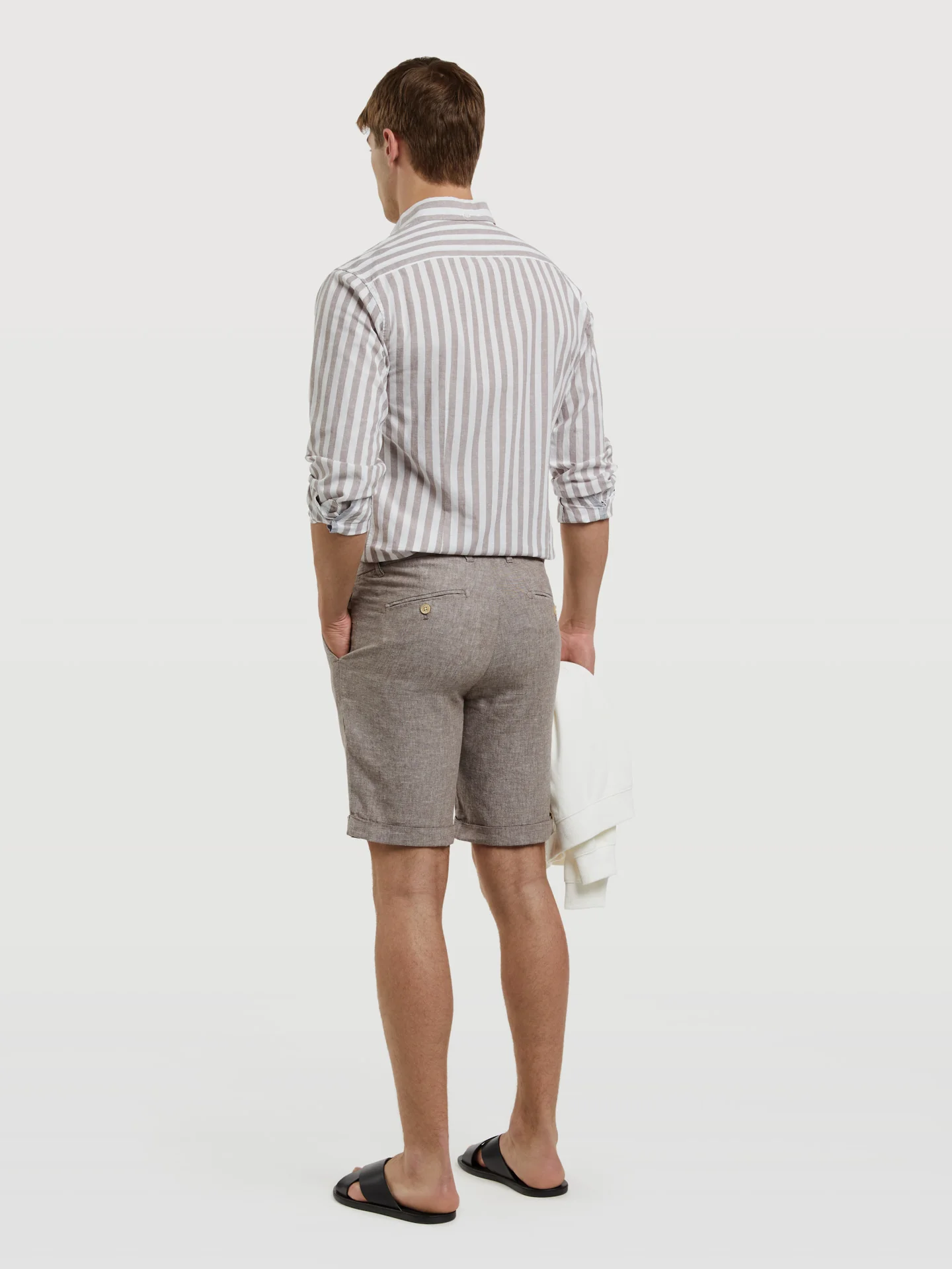 Linen blended Slim Fit Bermuda - Image 2