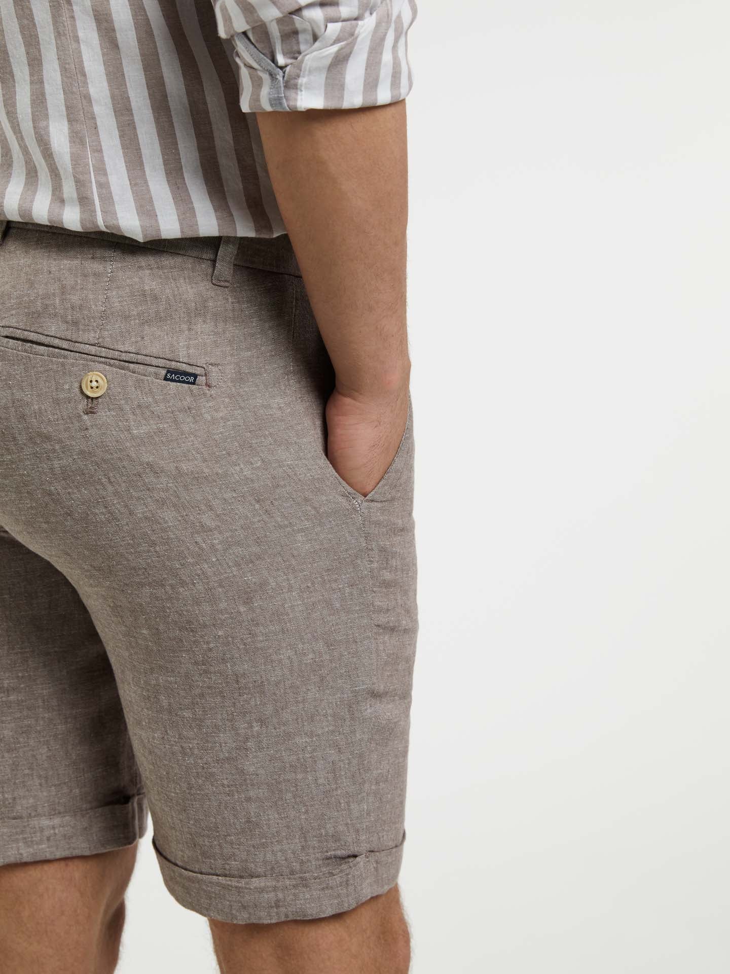 Linen blended Slim Fit Bermuda - Image 3